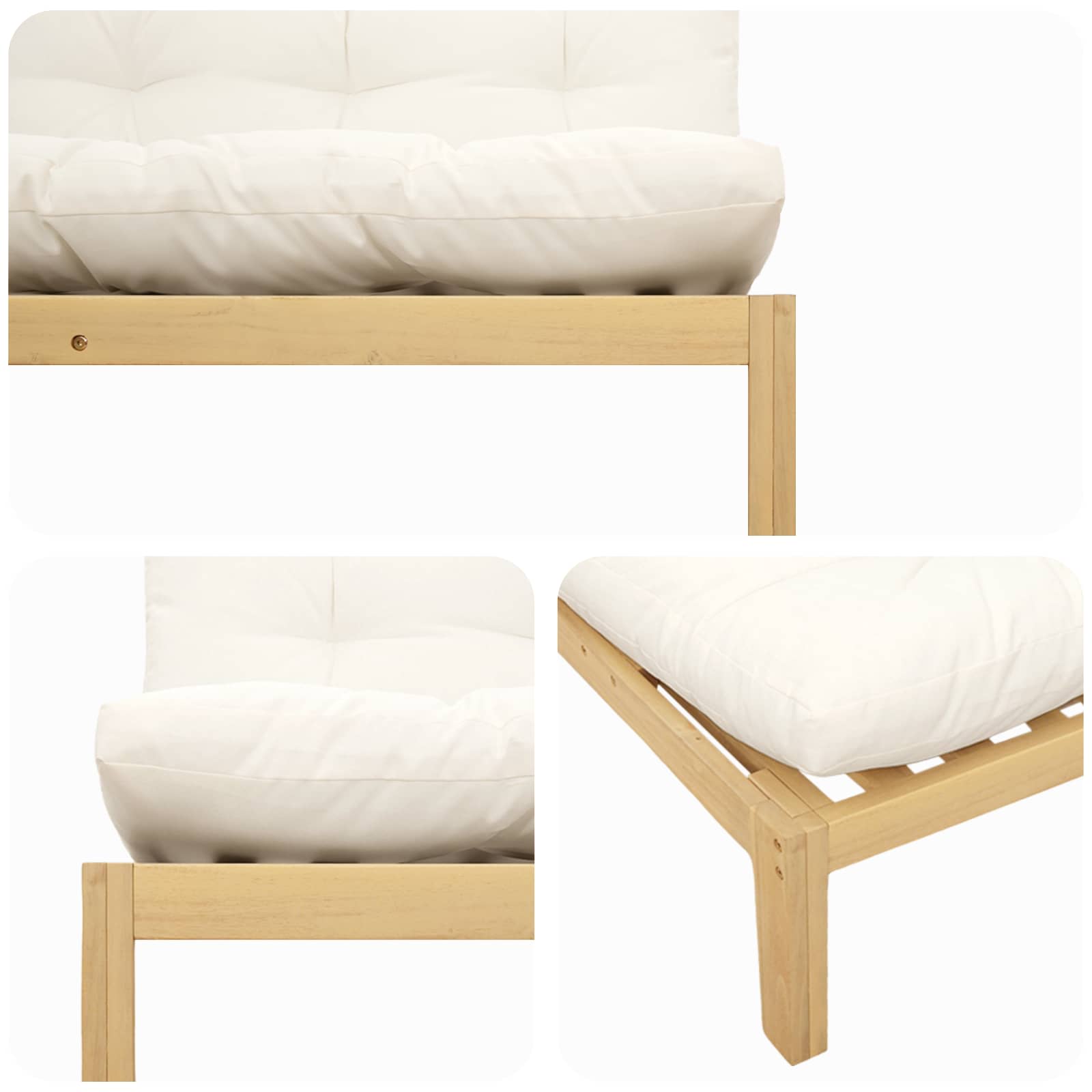 Middle Sofa Unit Light Acacia and Cream White 120 x 80 x 82 cm