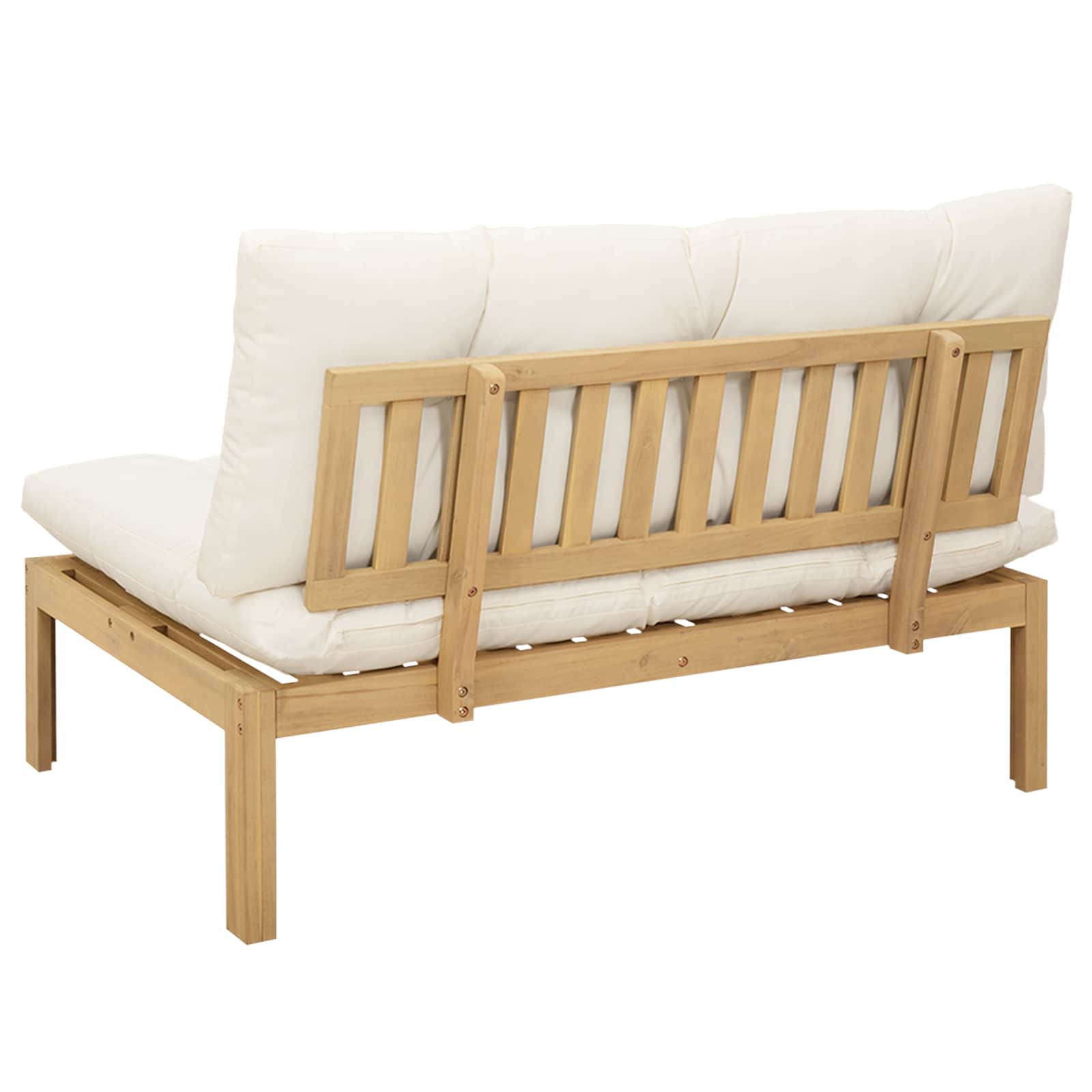 Middle Sofa Unit Light Acacia and Cream White 120 x 80 x 82 cm