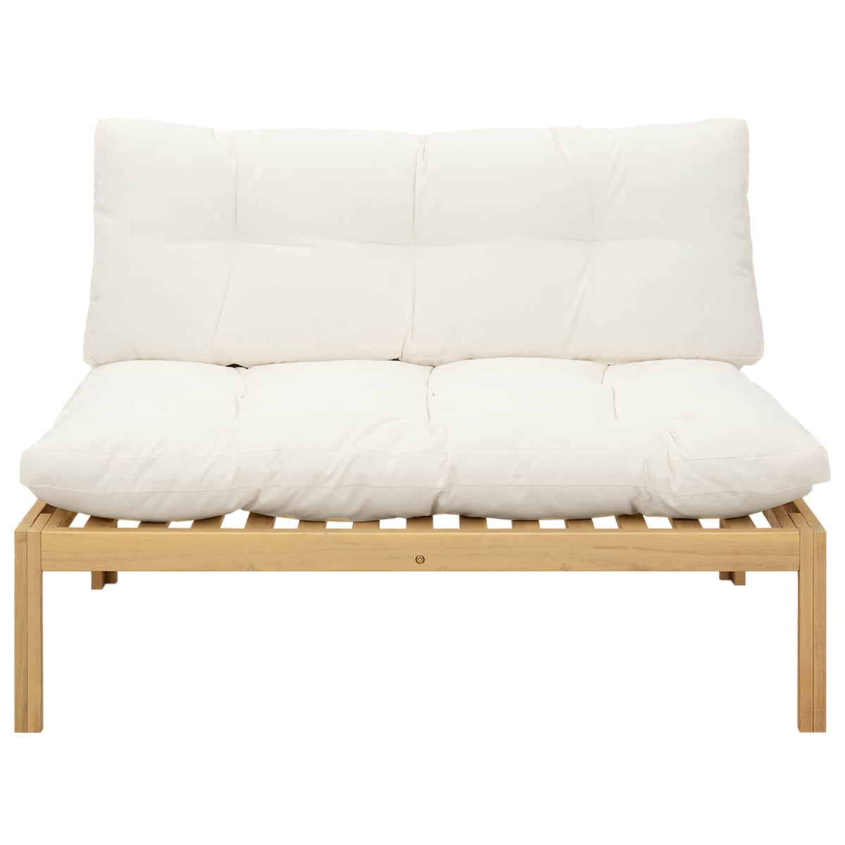 Middle Sofa Unit Light Acacia and Cream White 120 x 80 x 82 cm