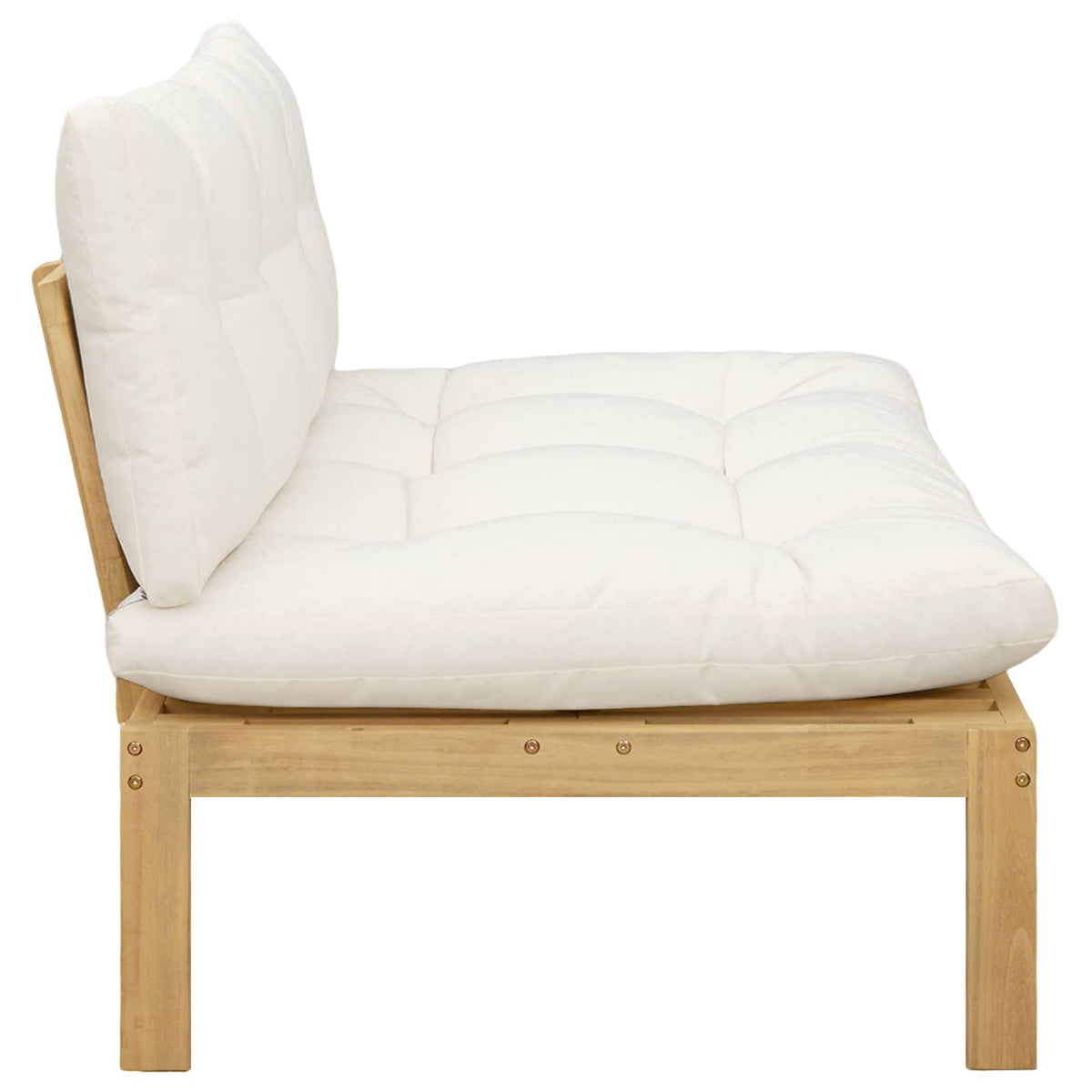 Middle Sofa Unit Light Acacia and Cream White 120 x 80 x 82 cm