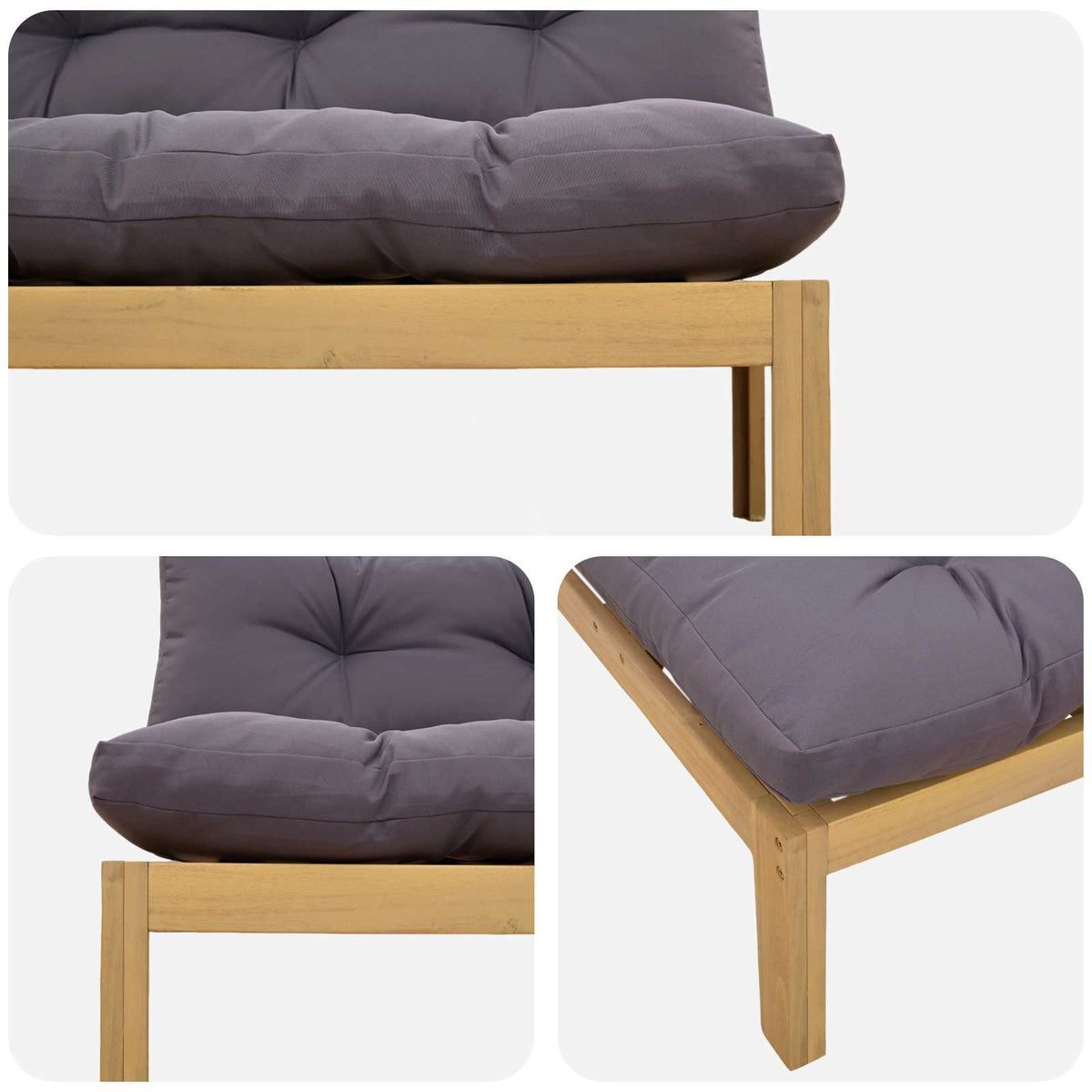 Middle Sofa Unit Light Acacia and Dark Grey 120 x 80 x 82 cm