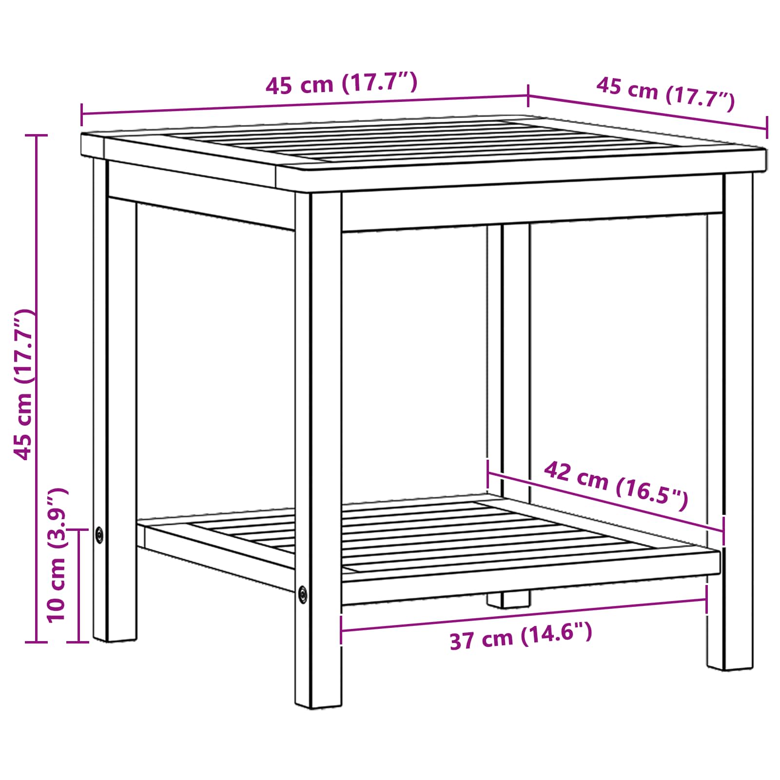 Side Table Oil Natural 45 x 45 x 45 cm Solid Acacia Wood