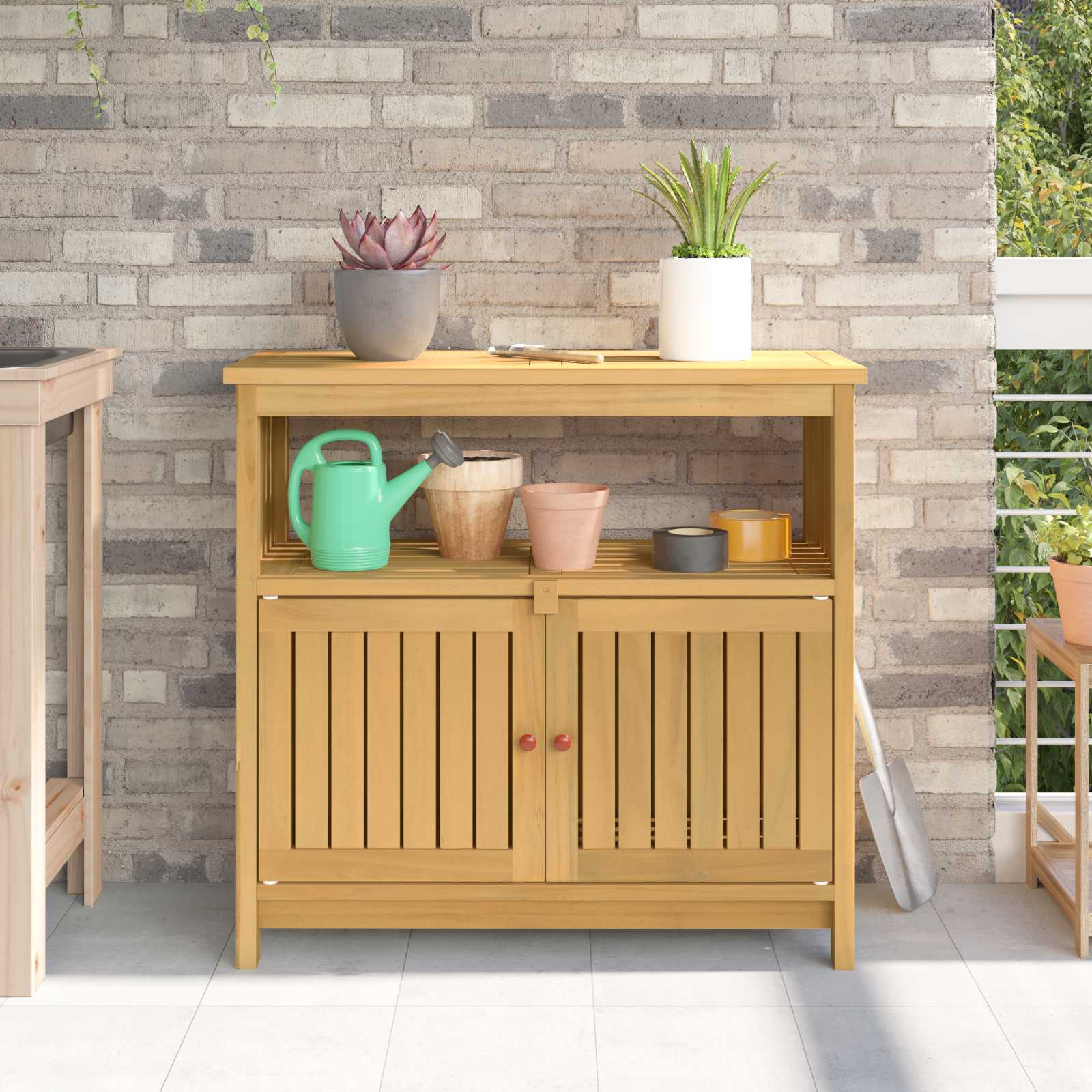 Garden Console Table Light acacia 80 x 35 x 75 cm