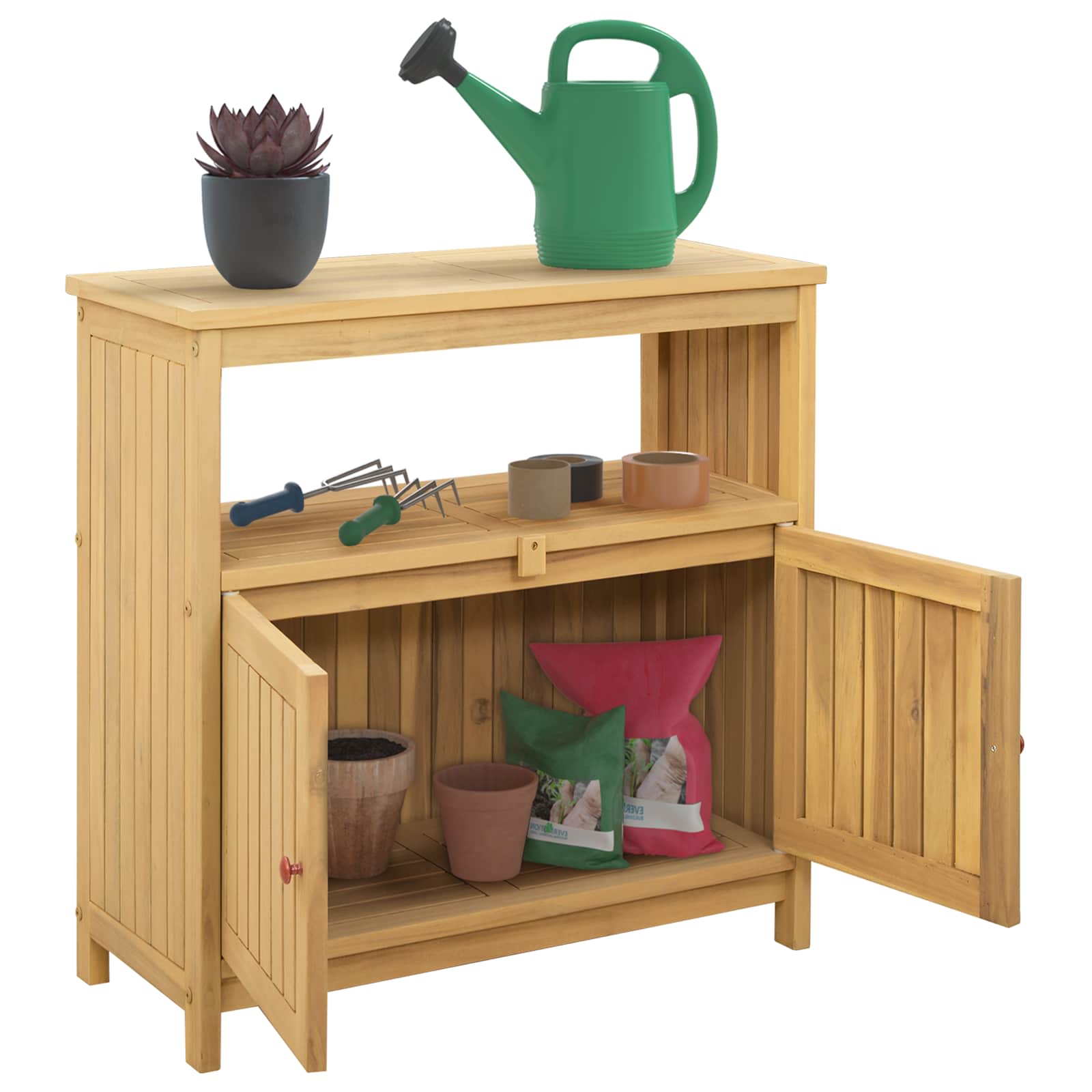 Garden Console Table Light acacia 80 x 35 x 75 cm