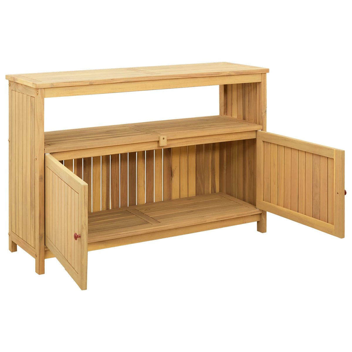 Garden Console Table with Storage Light acacia 110 x 35 x 75 cm