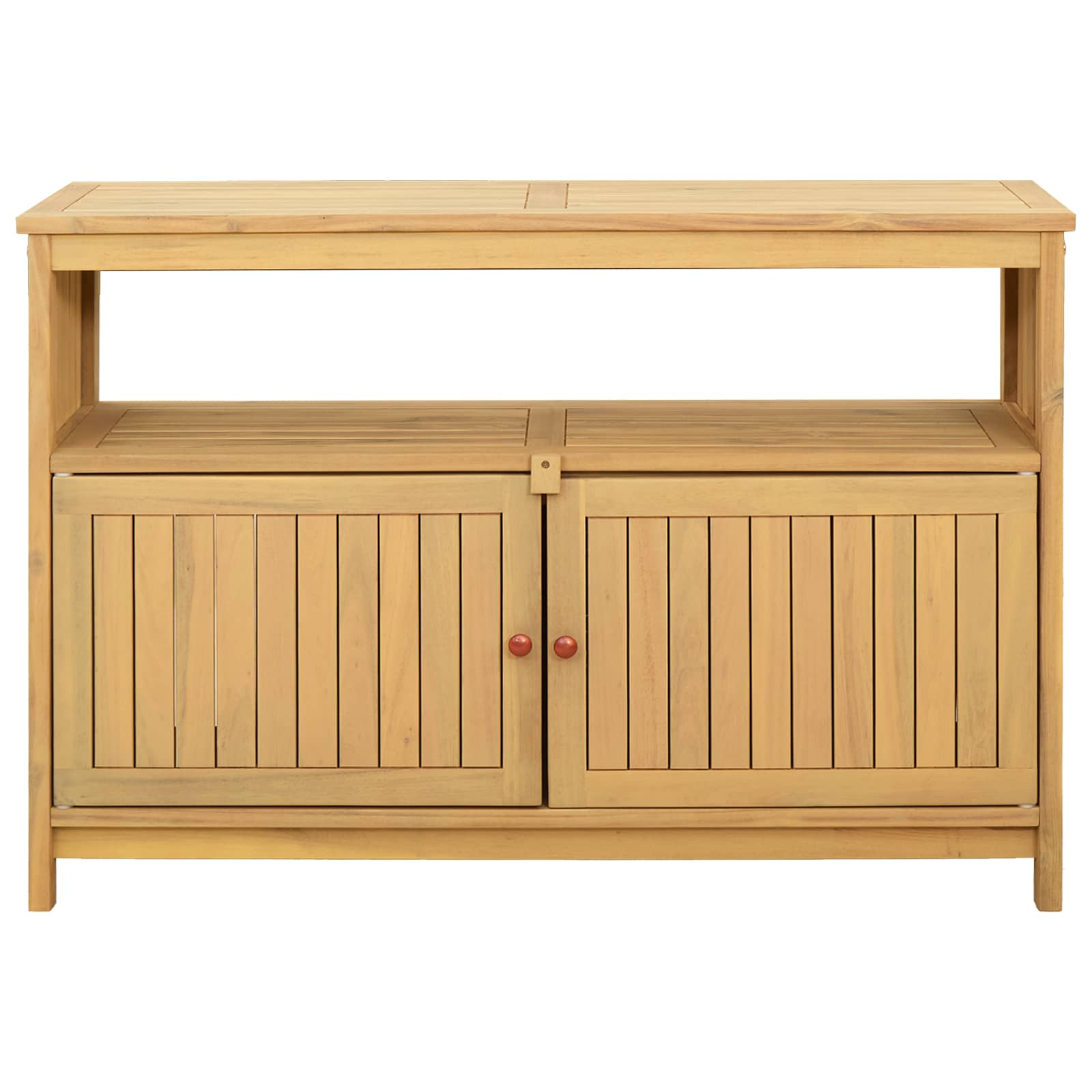 Garden Console Table with Storage Light acacia 110 x 35 x 75 cm