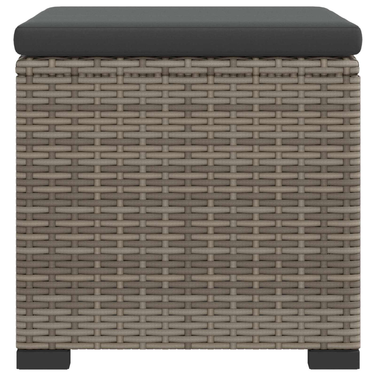 Garden Footstool with Cushion 2 pcs Grey Poly Rattan
