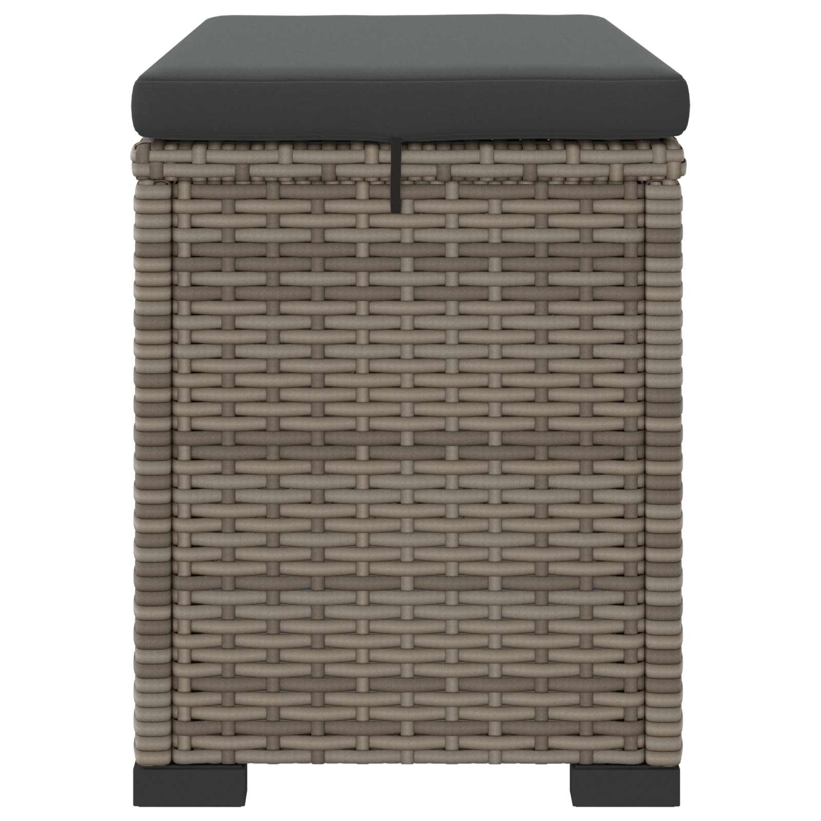 Garden Footstool with Cushion 2 pcs Grey Poly Rattan