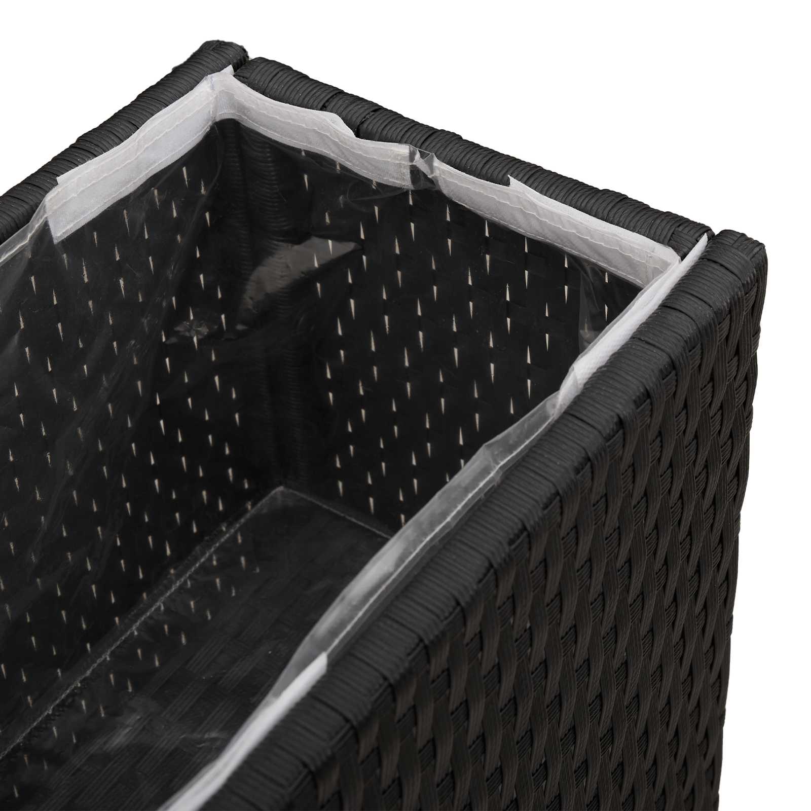 Tall Planter Black 55 x 22 x 70 cm Poly Rattan