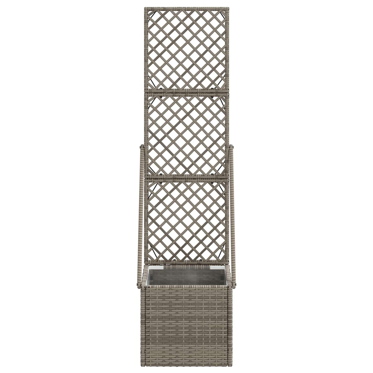 Garden Planter with Trellis Grey 35 x 30 x 135 cm Poly Rattan