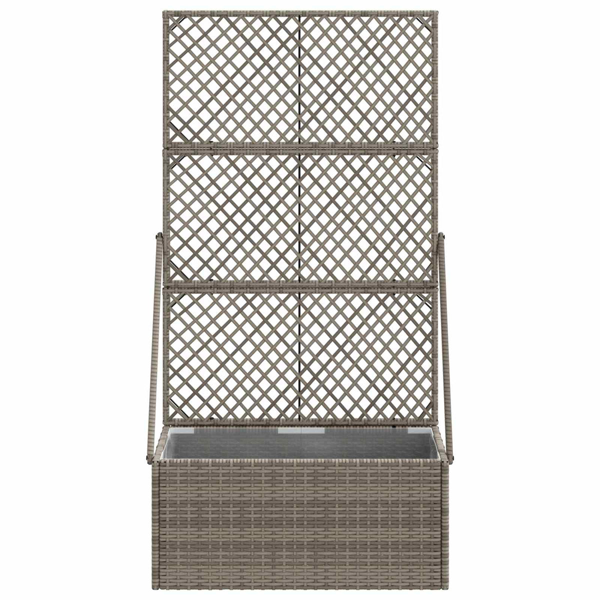 Garden Planter with Trellis Grey 70 x 30 x 135 cm Poly Rattan