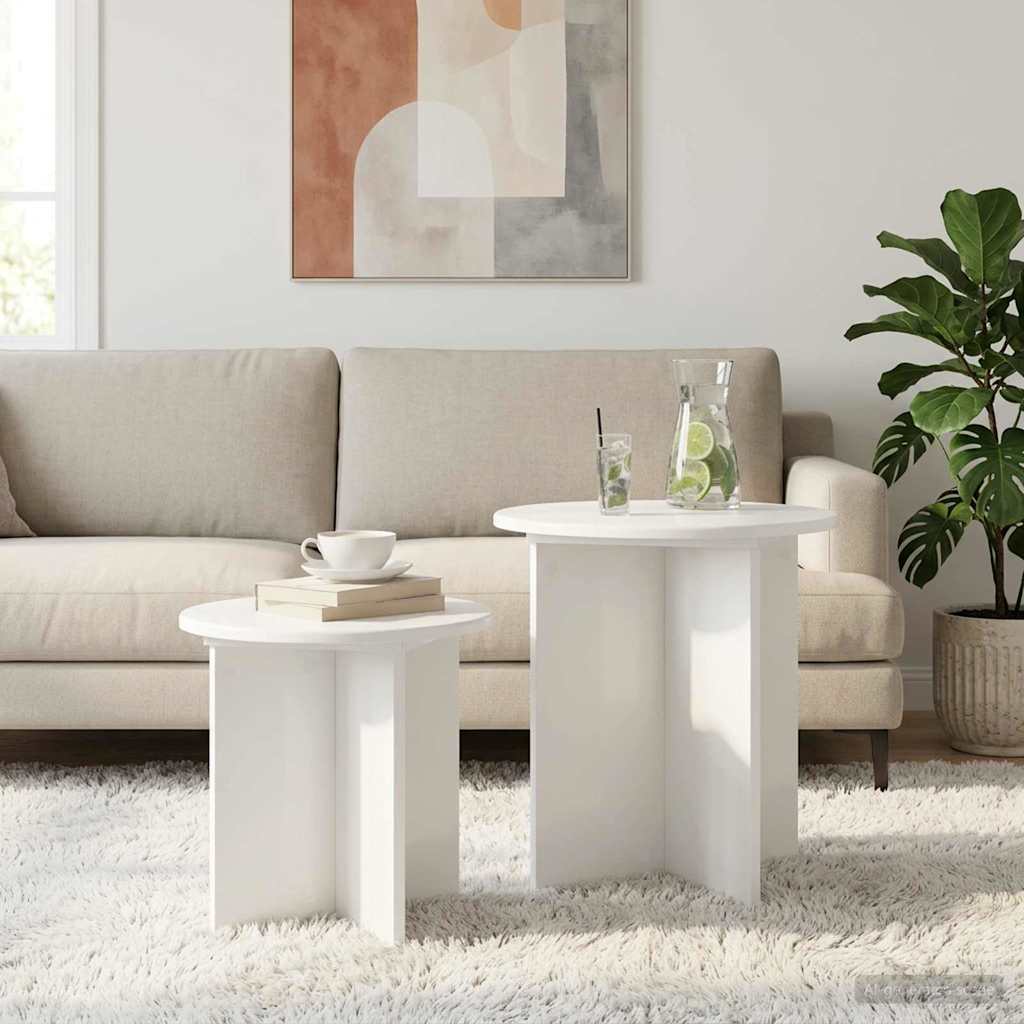 Side Table Set with Storage 2 pcs Engineered Wood