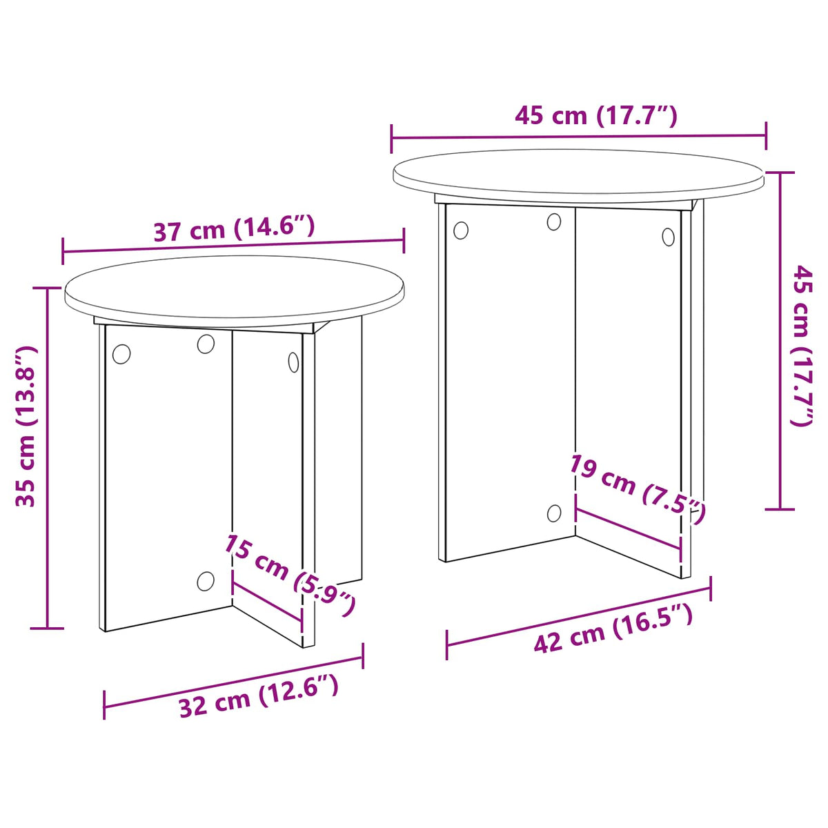 Side Table Set with Storage 2 pcs Engineered Wood