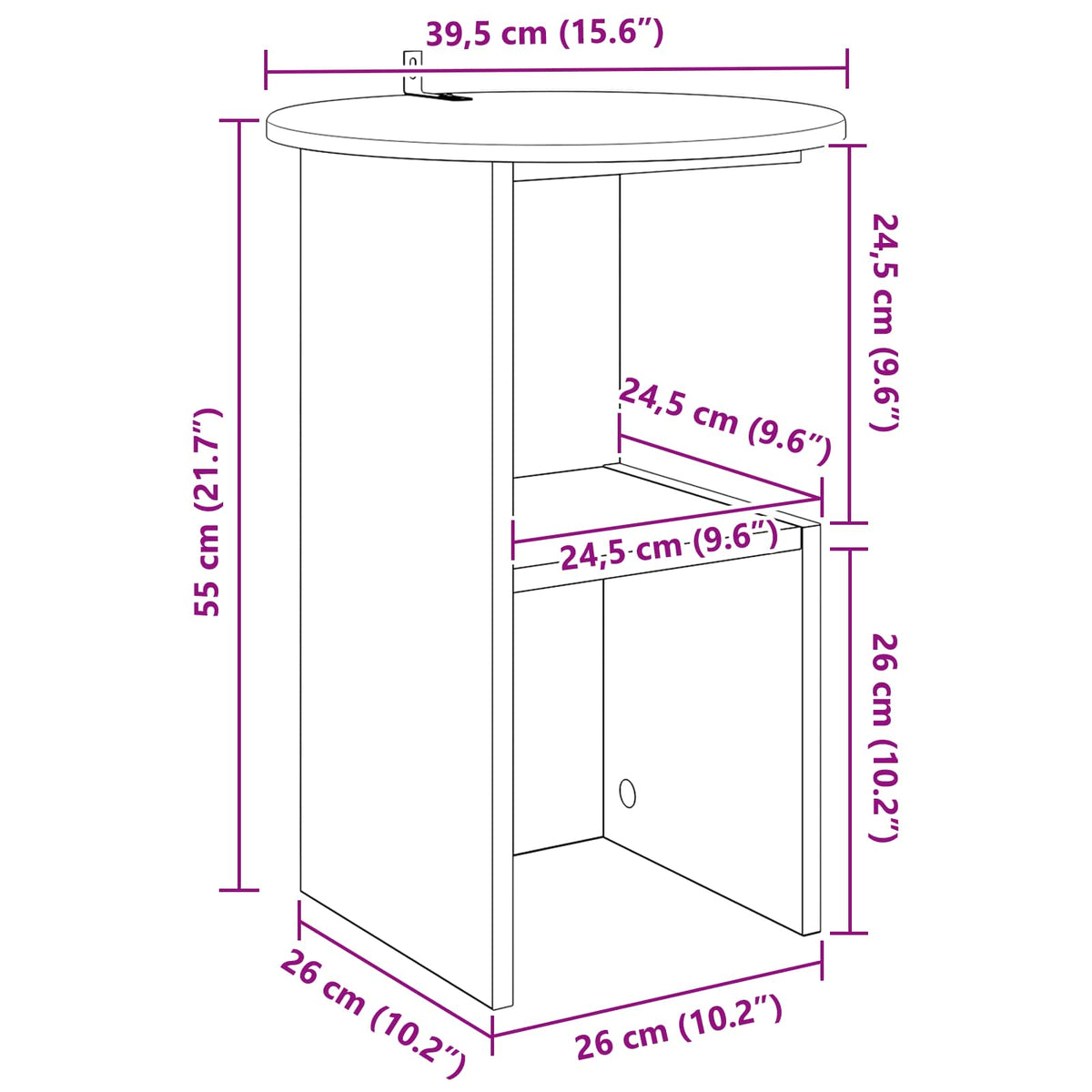 Side Table White Ø 39.5 x 55 cm Engineered Wood