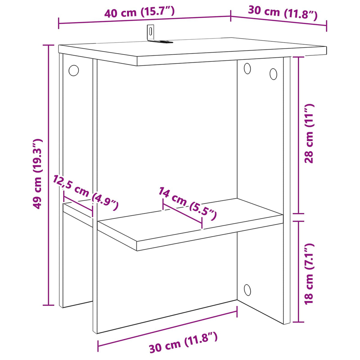 Coffee Table White 40 x 30 x 49 cm Engineered Wood