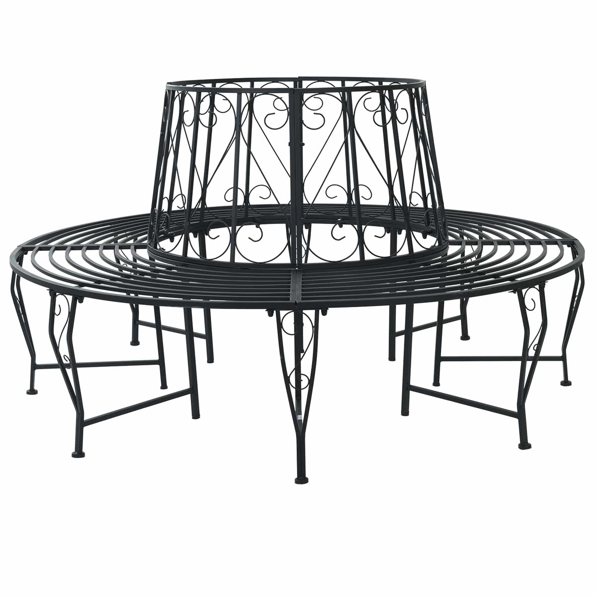 Tree Bench Ø 160 x 89 cm Steel Black Round