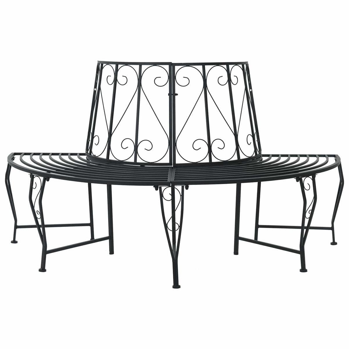 Tree Bench 4-Seater 160 x 80 x 89 cm Steel Black Half-round