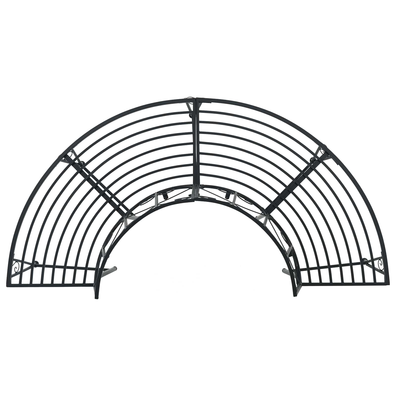 Tree Bench 4-Seater 160 x 80 x 89 cm Steel Black Half-round