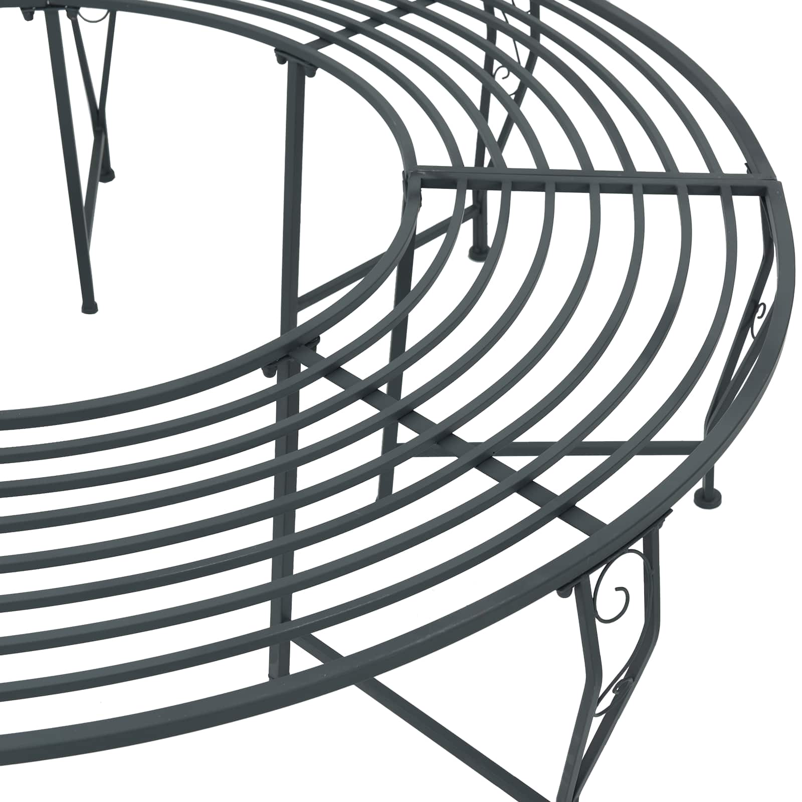 Tree Bench 8-Seater Ø 160 x 44 cm Steel Silver Grey Round