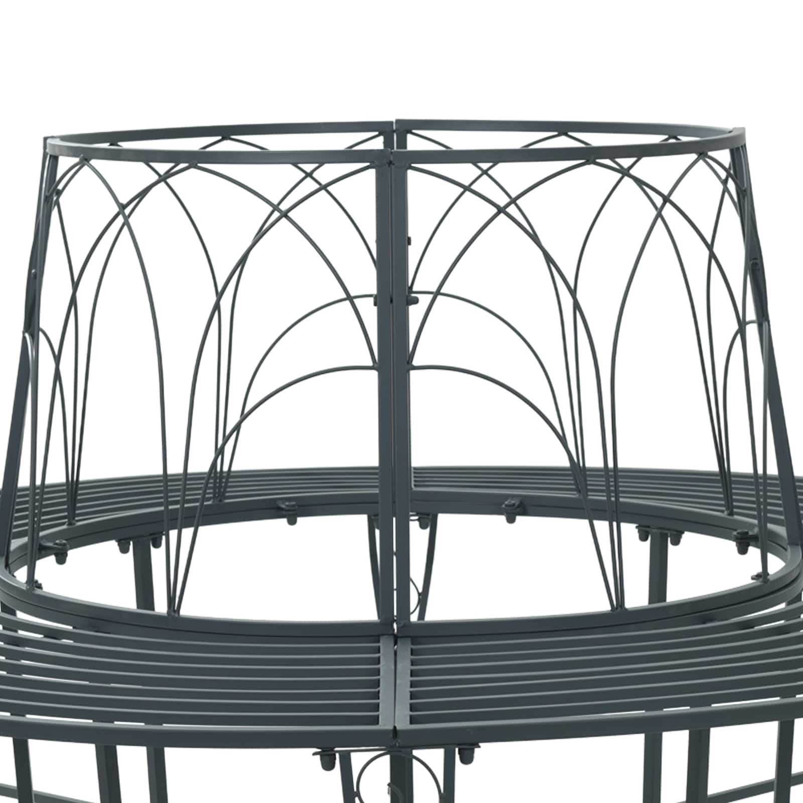 Tree Bench 8-Seater Ø 160 x 89 cm Steel Silver Grey Round