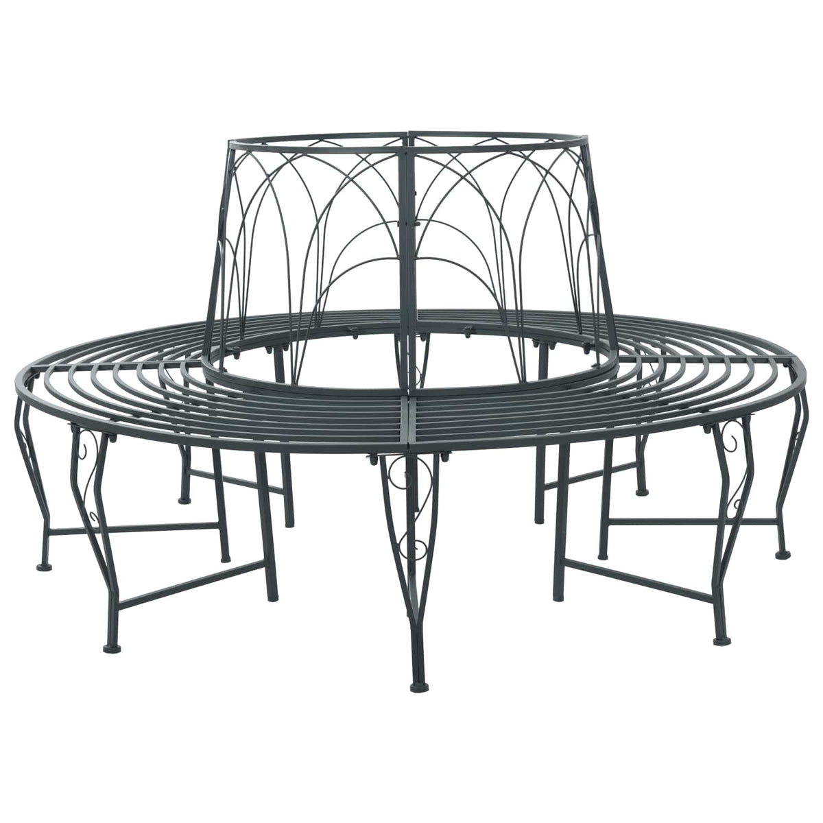 Tree Bench 8-Seater Ø 160 x 89 cm Steel Silver Grey Round