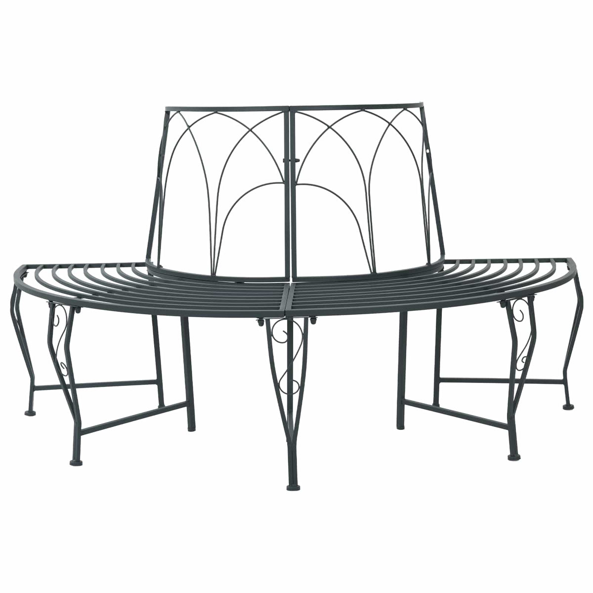 Tree Bench 4-Seater 160 x 80 x 89 cm Steel Silver Grey