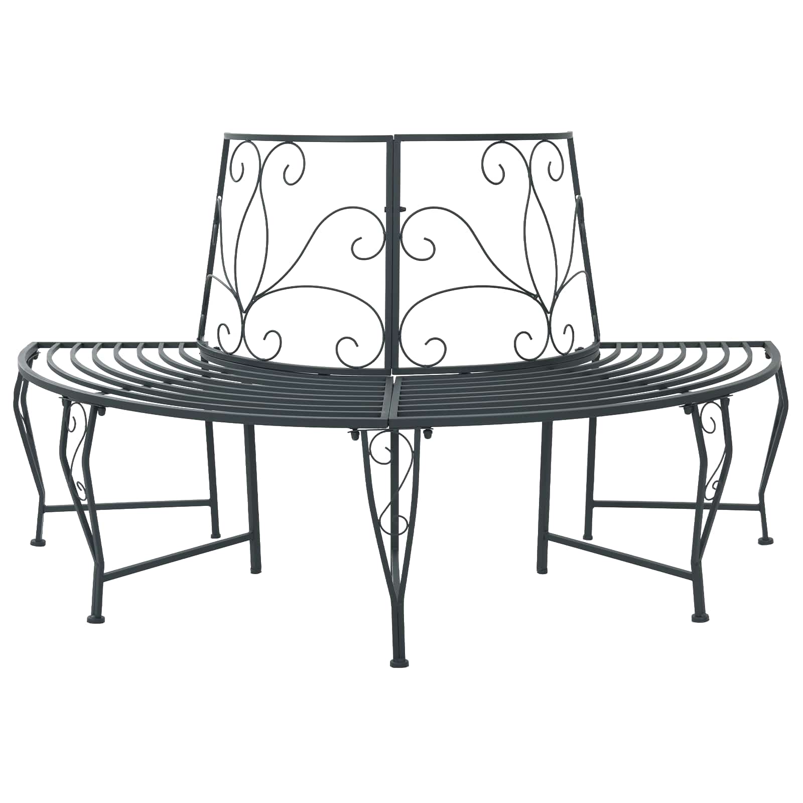 Tree Bench 4-Seater 160 x 80 x 89 cm Steel Silver Grey