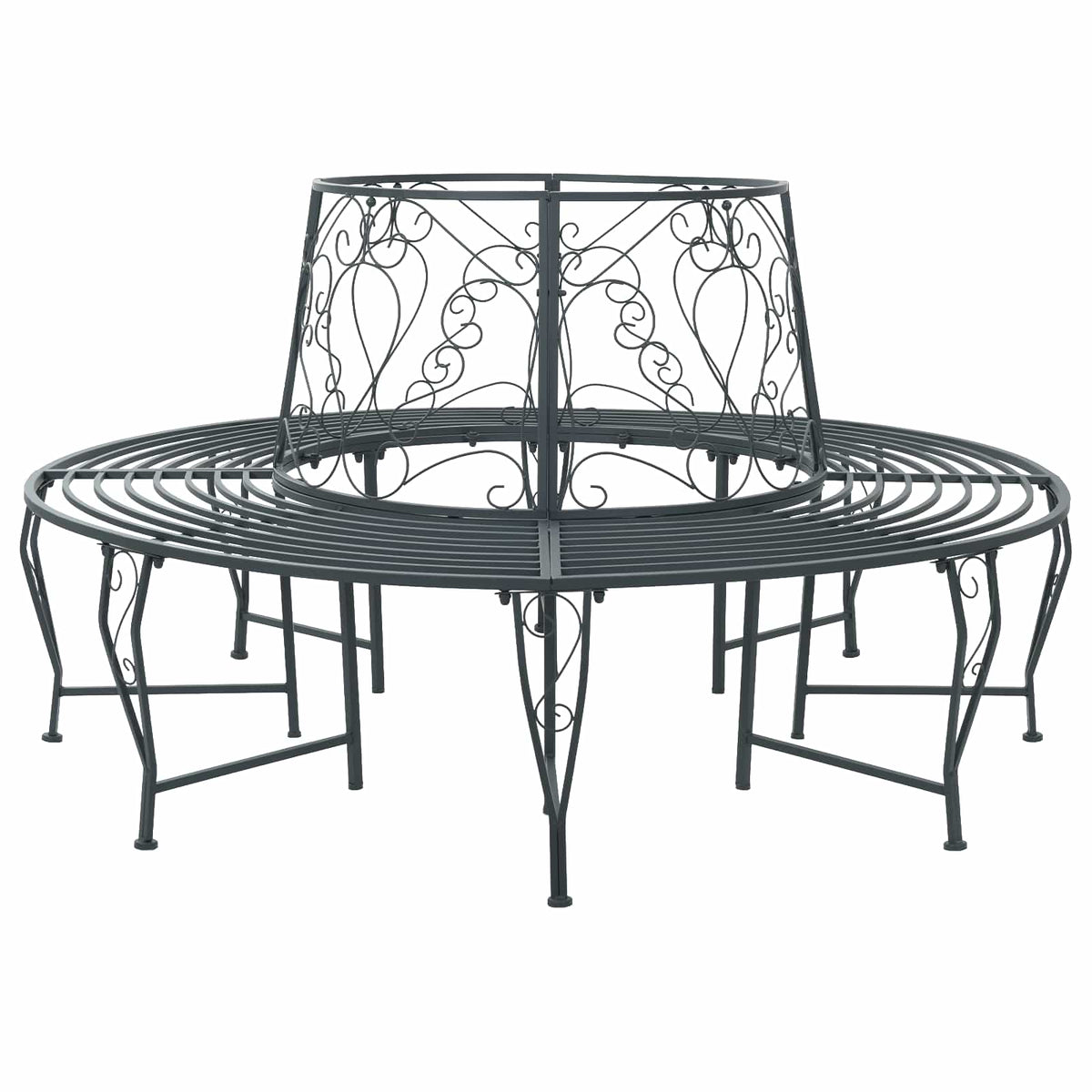 Tree Bench 8-Seater Ø 160 x 89 cm Steel Silver Grey Round