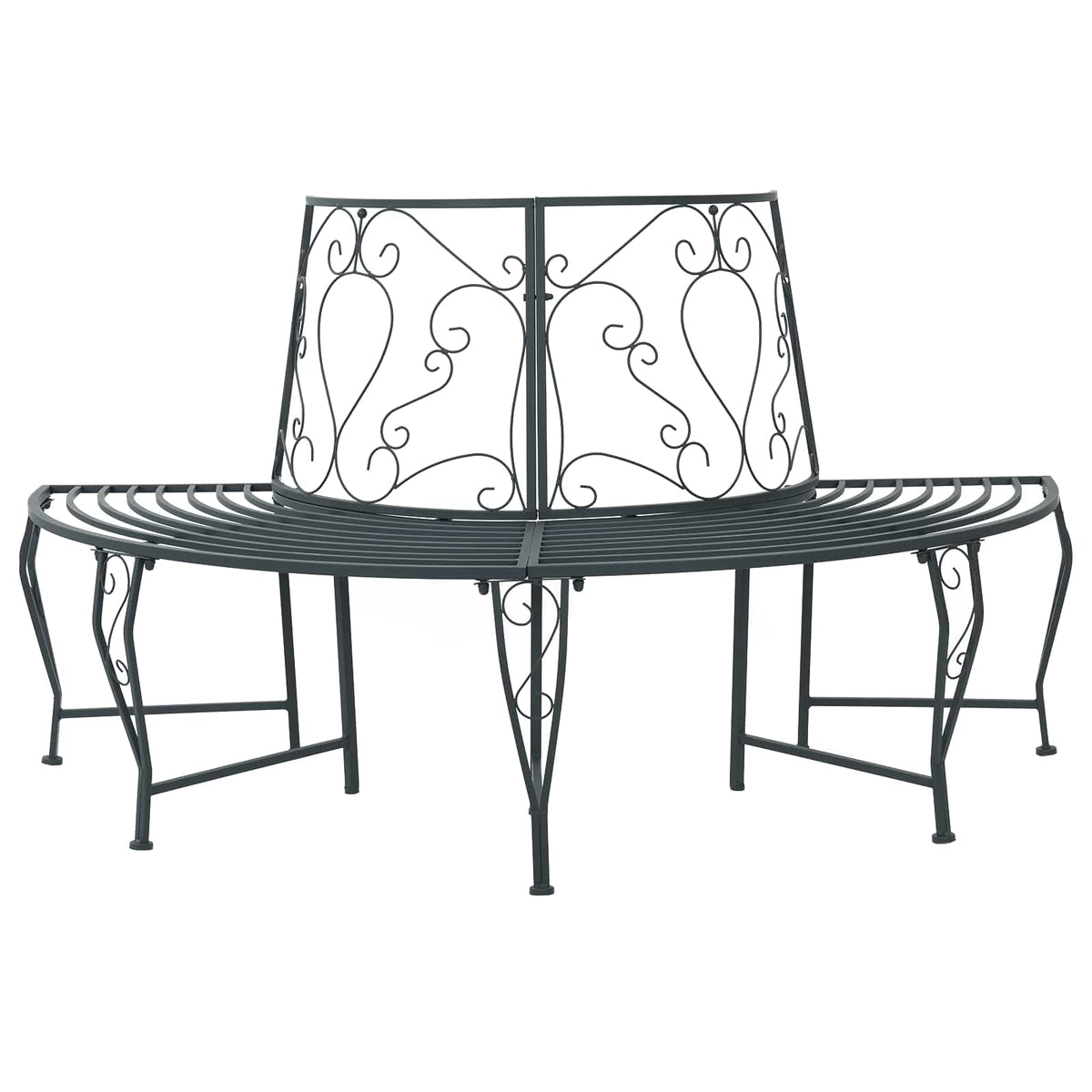 Tree Bench 4-Seater 160 x 80 x 89 cm Steel Silver Grey