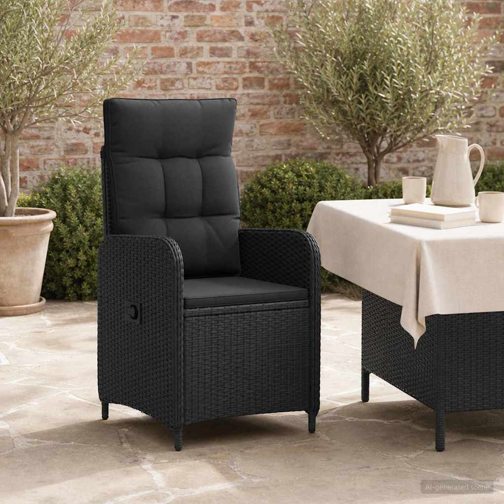Reclining Garden Chair Black Poly Rattan