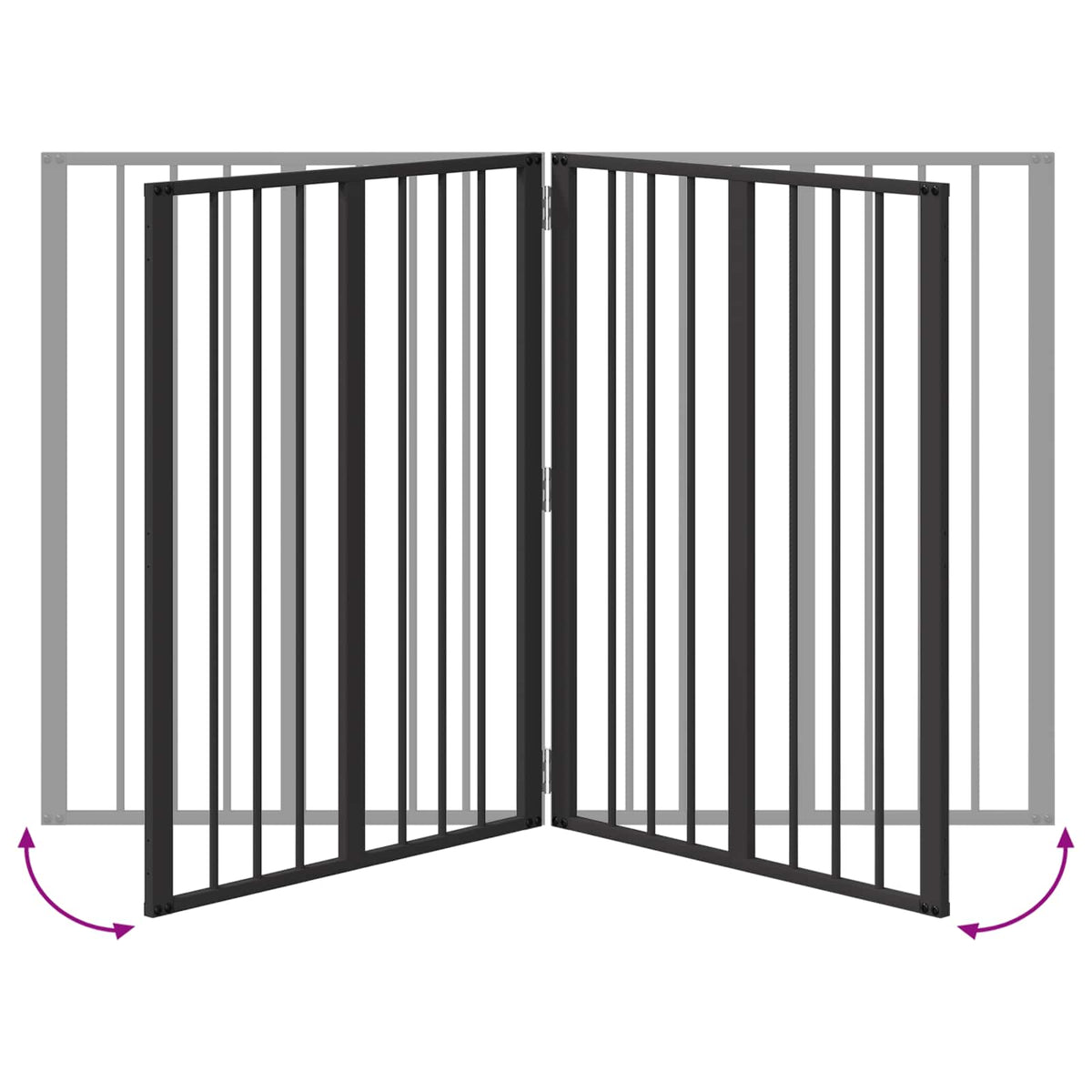 Dog Gate 2 pcs Black 100 x 100 cm Galvanised Steel