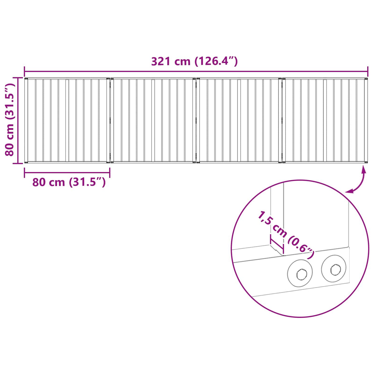 Dog Gate 4 pcs Black 80 x 80 cm Galvanised Steel