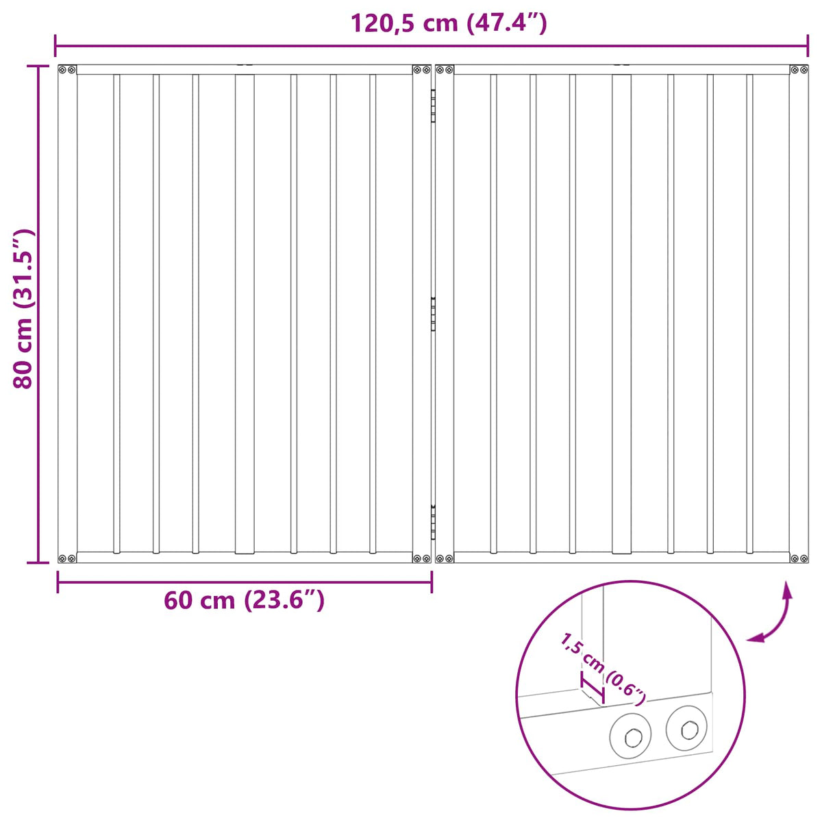 Dog Gate 2 pcs Black 60 x 80 cm Galvanised Steel