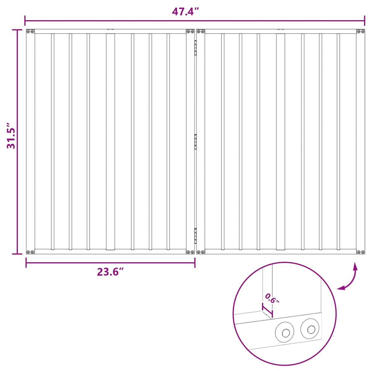 Dog Gate 2 pcs Black 60 x 80 cm Galvanised Steel