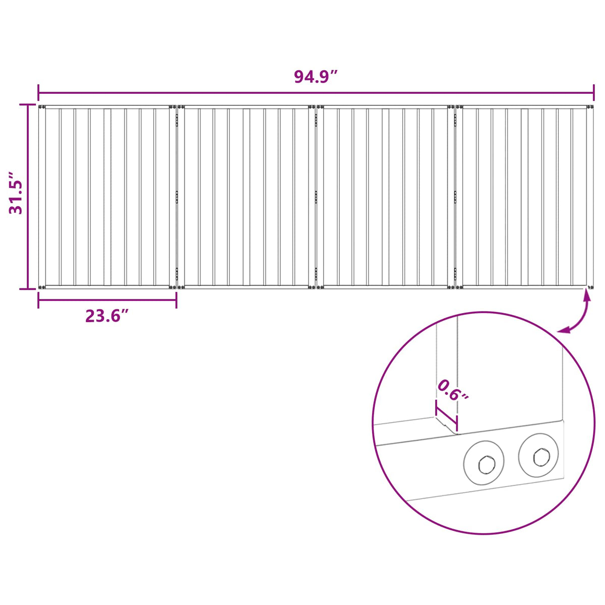 Dog Gate 4 pcs Black 60 x 80 cm Galvanised Steel