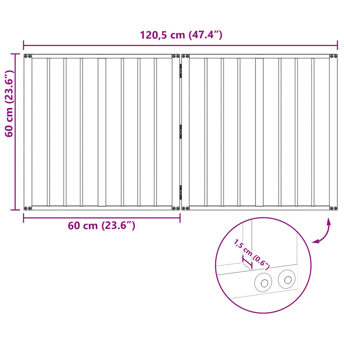 Dog Gate 2 pcs Black 60 x 60 cm Galvanised Steel