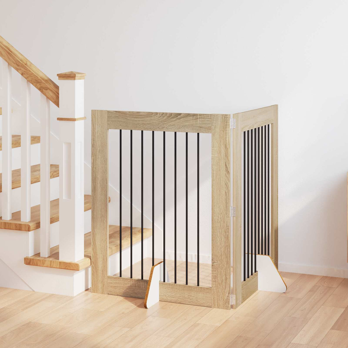 Dog Gate with Stands 2 pcs Sonoma Oak 80 x 100 cm
