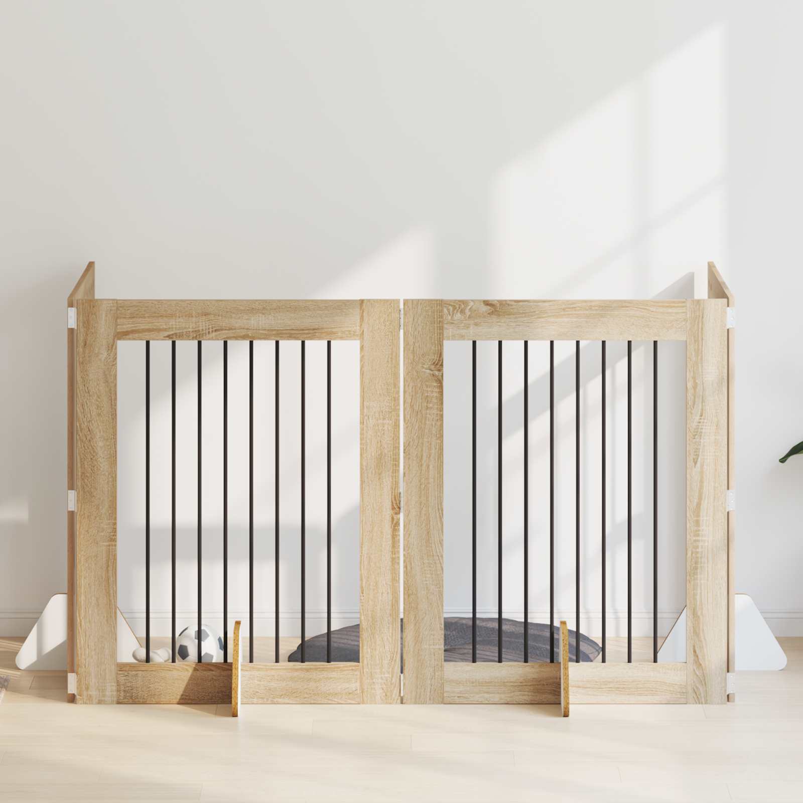 Dog Gate with Stands 4 pcs Sonoma Oak 80 x 100 cm