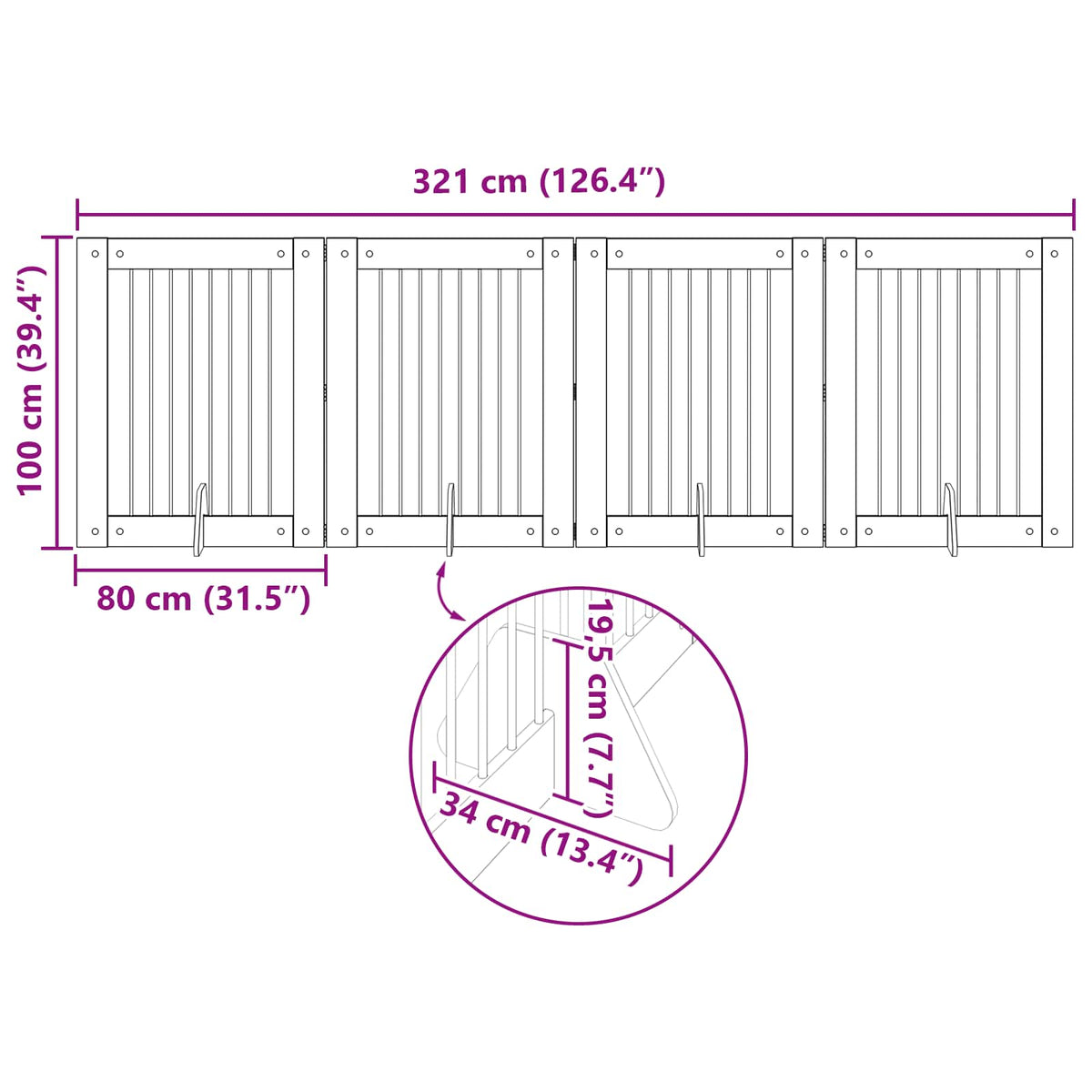 Dog Gate with Stands 4 pcs Sonoma Oak 80 x 100 cm