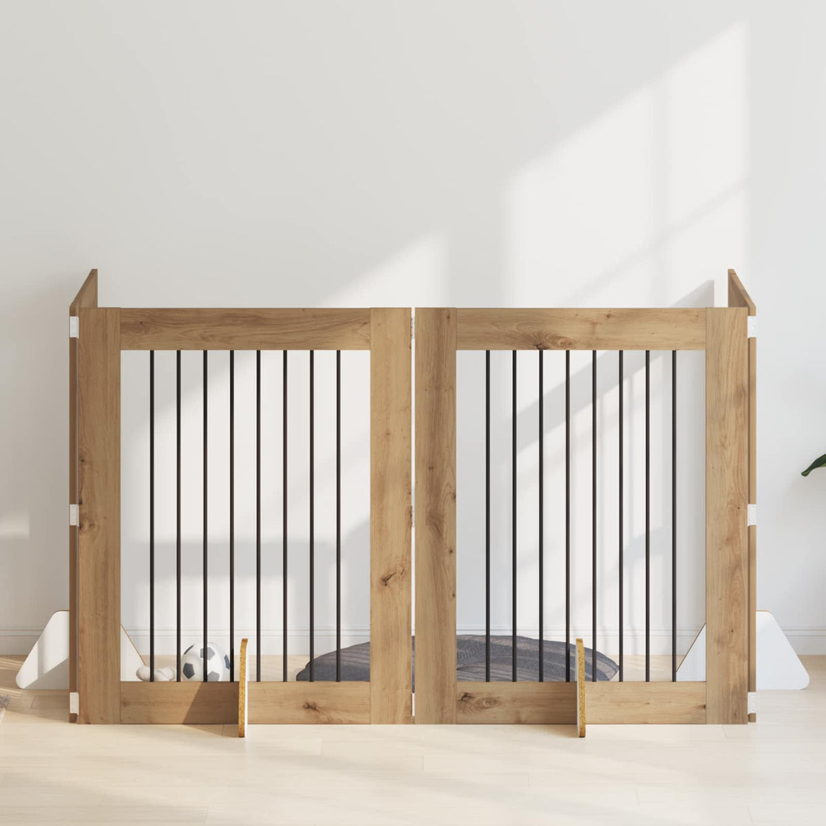 Dog Gate with Stands 4 pcs Artisan Oak 80 x 100 cm