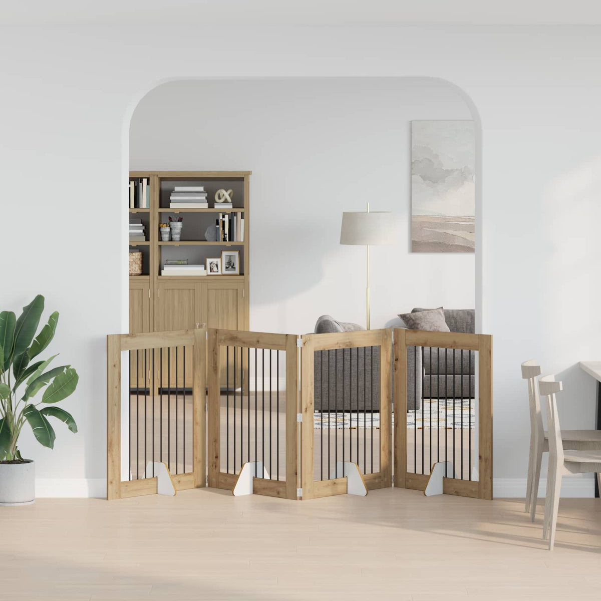 Dog Gate with Stands 4 pcs Artisan Oak 80 x 100 cm