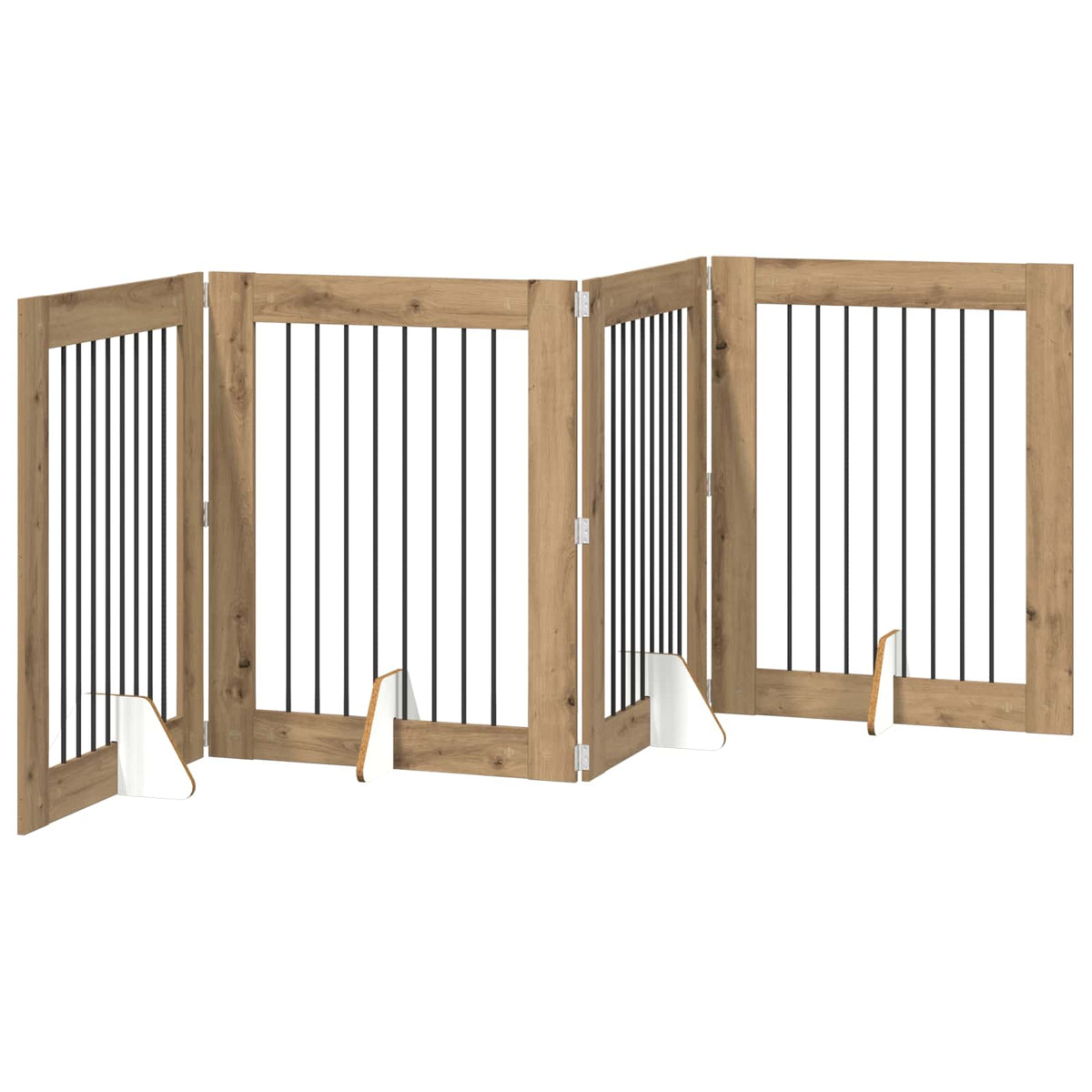 Dog Gate with Stands 4 pcs Artisan Oak 80 x 100 cm