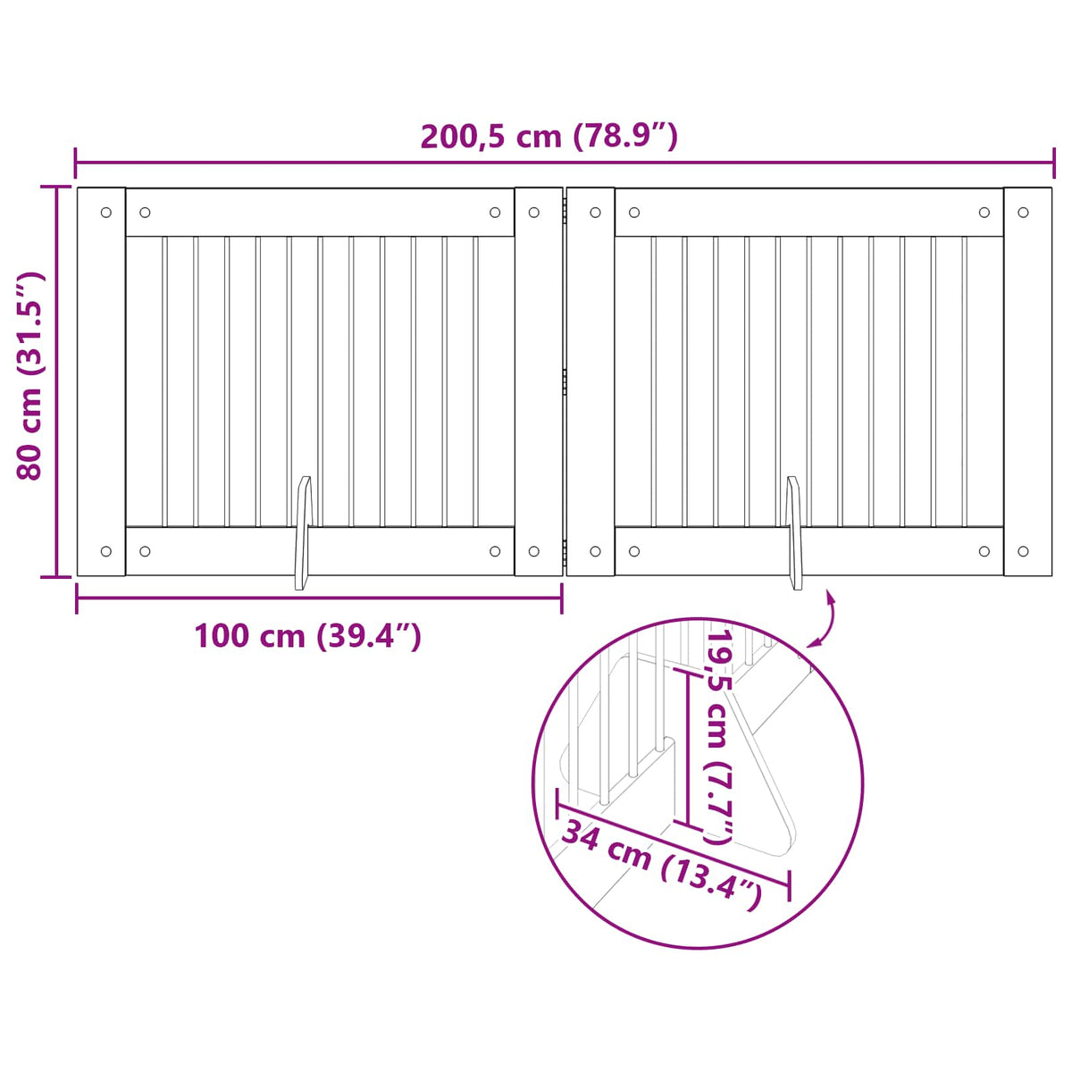Dog Gate with Stands 2 pcs Sonoma Oak 100 x 80 cm