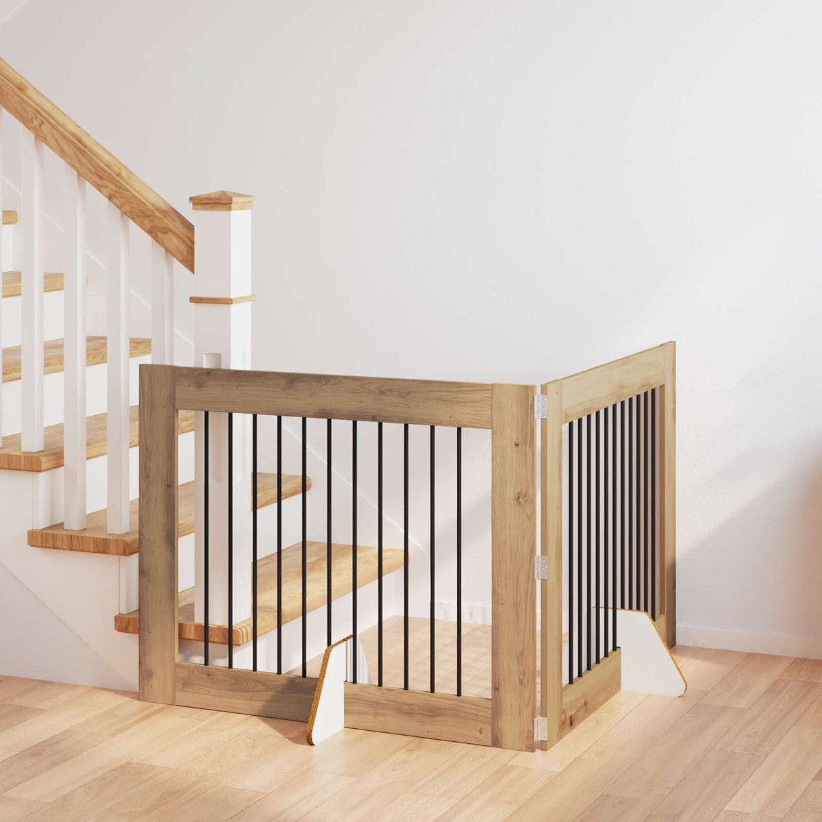 Dog Gate with Stands 2 pcs Artisan Oak 100 x 80 cm