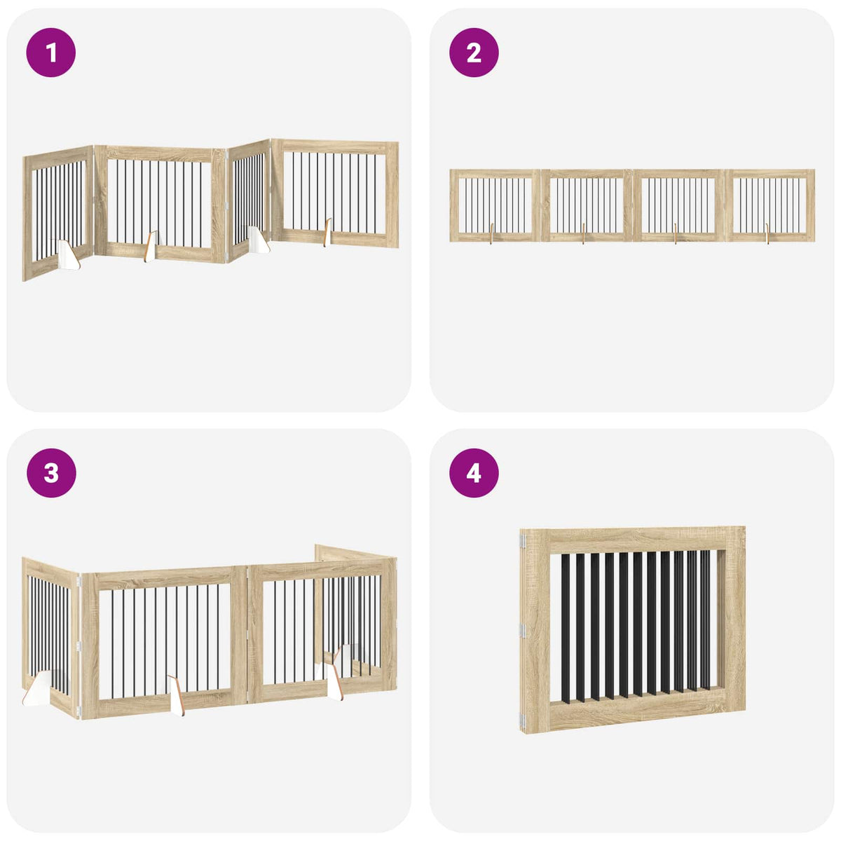 Foldable Dog Gate with Stands 4 pcs Sonoma Oak 401 cm