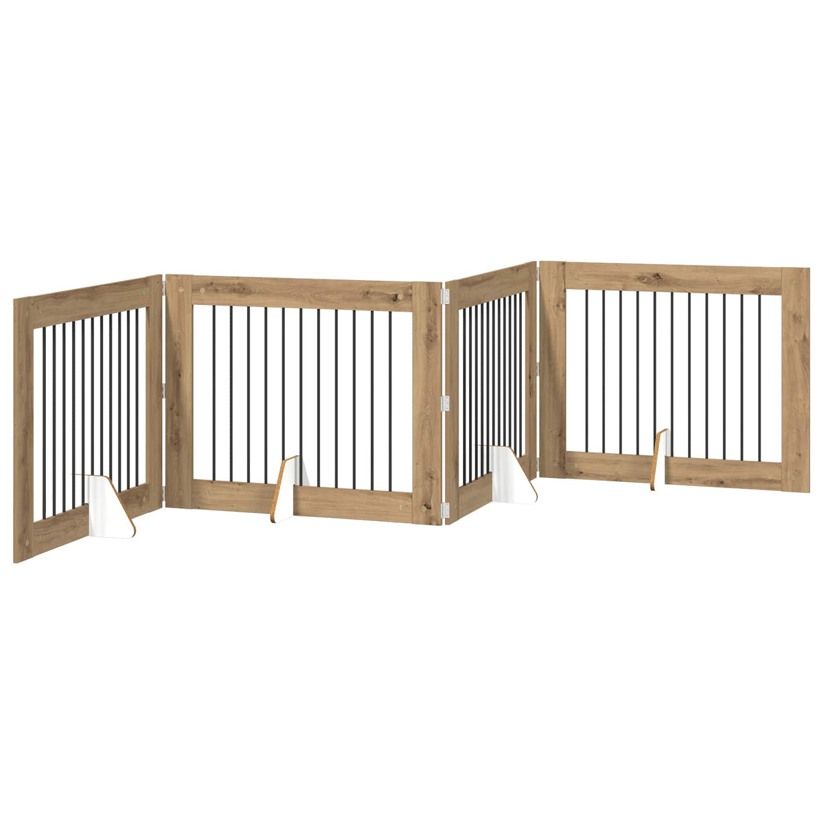 Dog Gate with Stands 4 pcs Artisan Oak 100 x 80 cm
