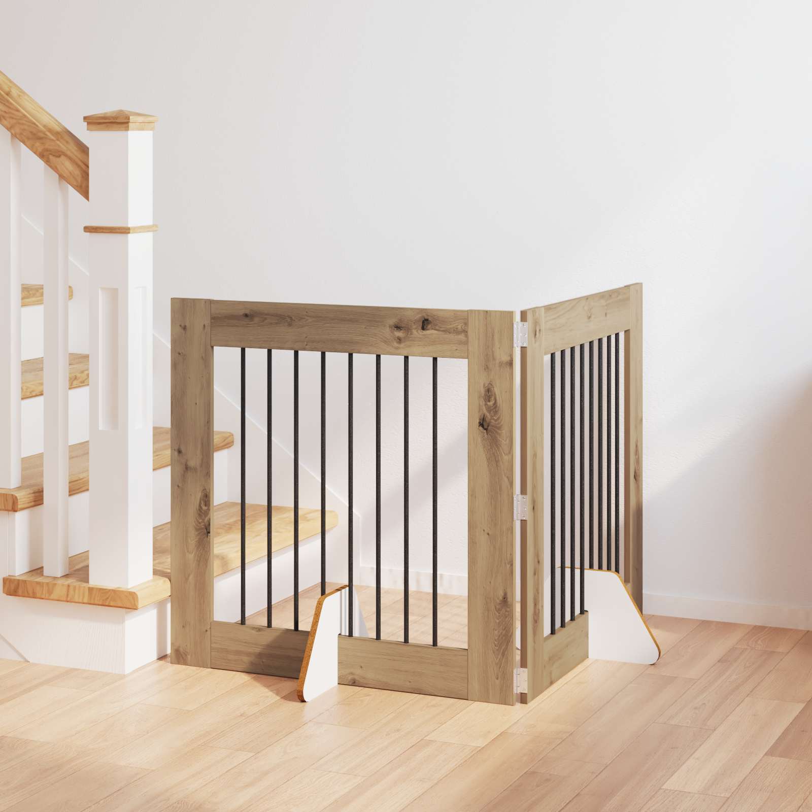 Dog Gate with Stands 2 pcs Artisan Oak 80 x 80 cm