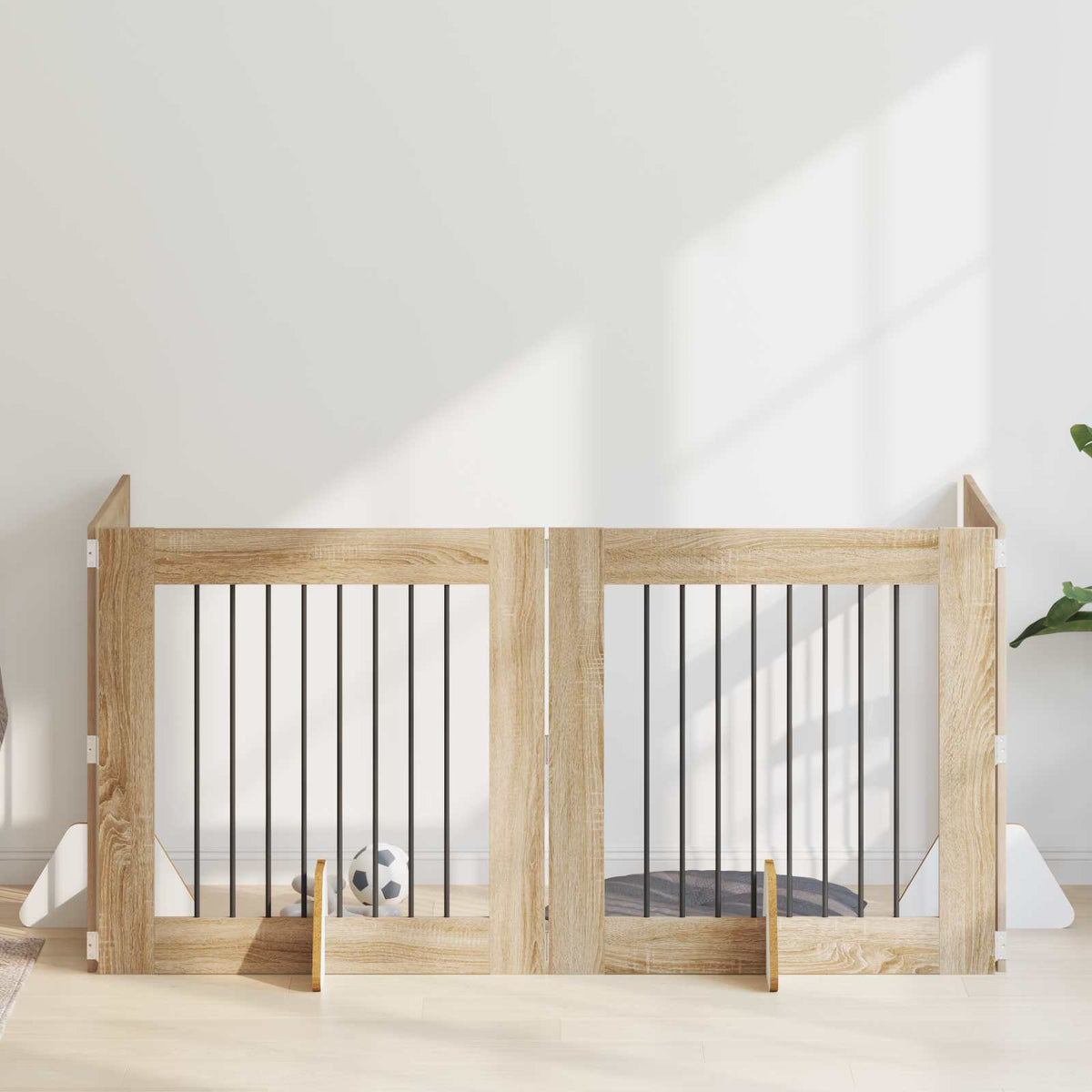 Dog Gate with Stands 4 pcs Sonoma Oak 80 x 80 cm