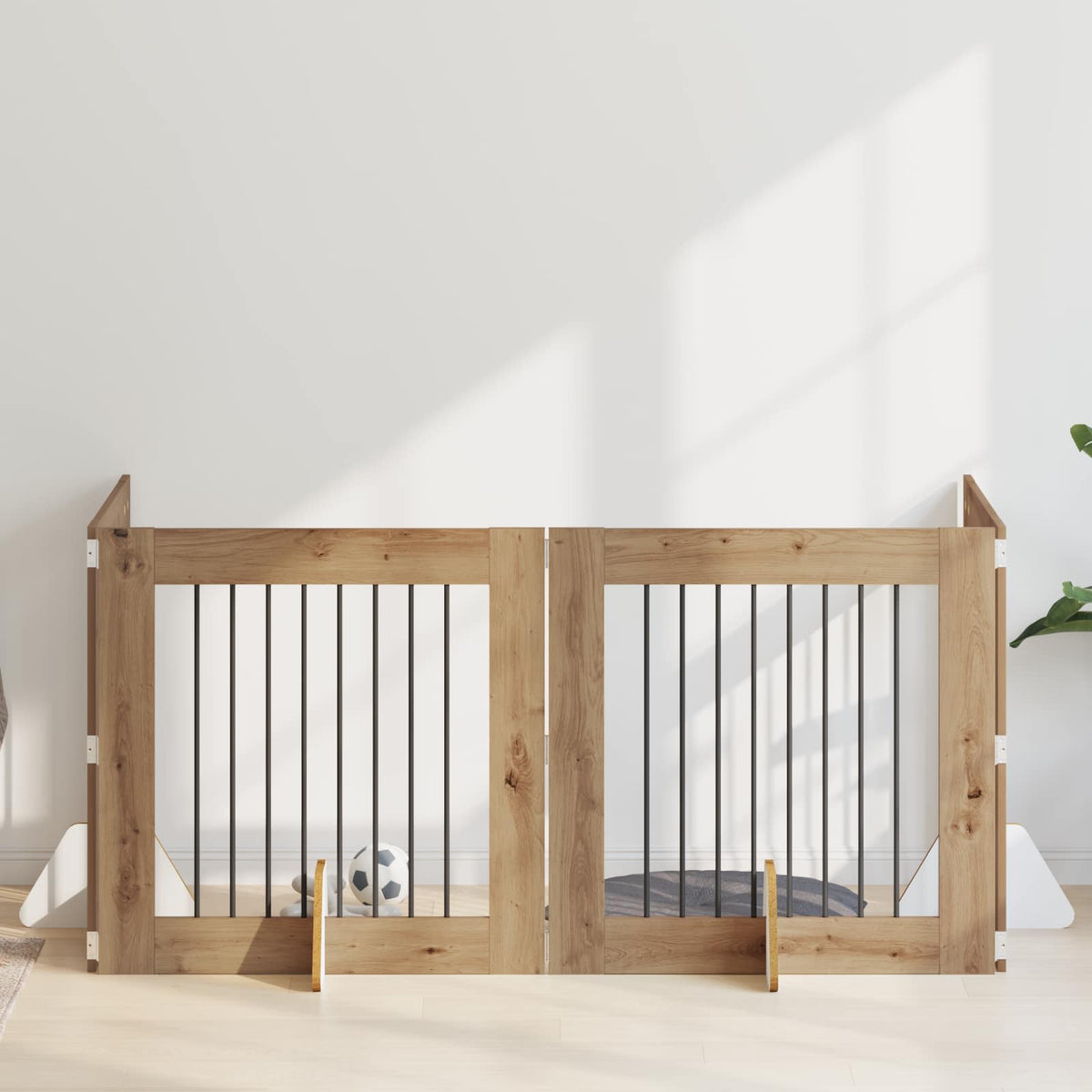 Dog Gate with Stands 4 pcs Artisan Oak 80 x 80 cm