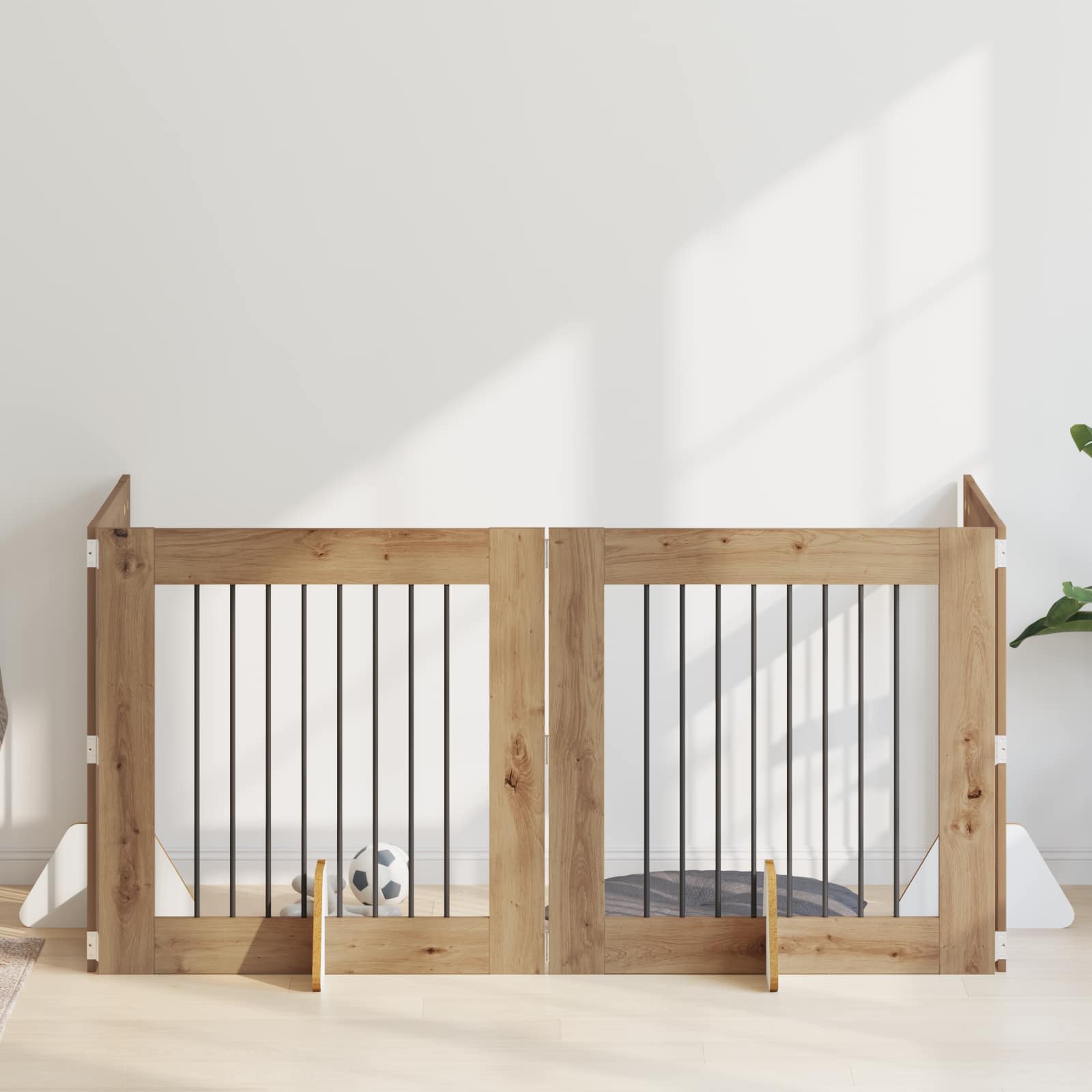 Dog Gate with Stands 4 pcs Artisan Oak 80 x 80 cm